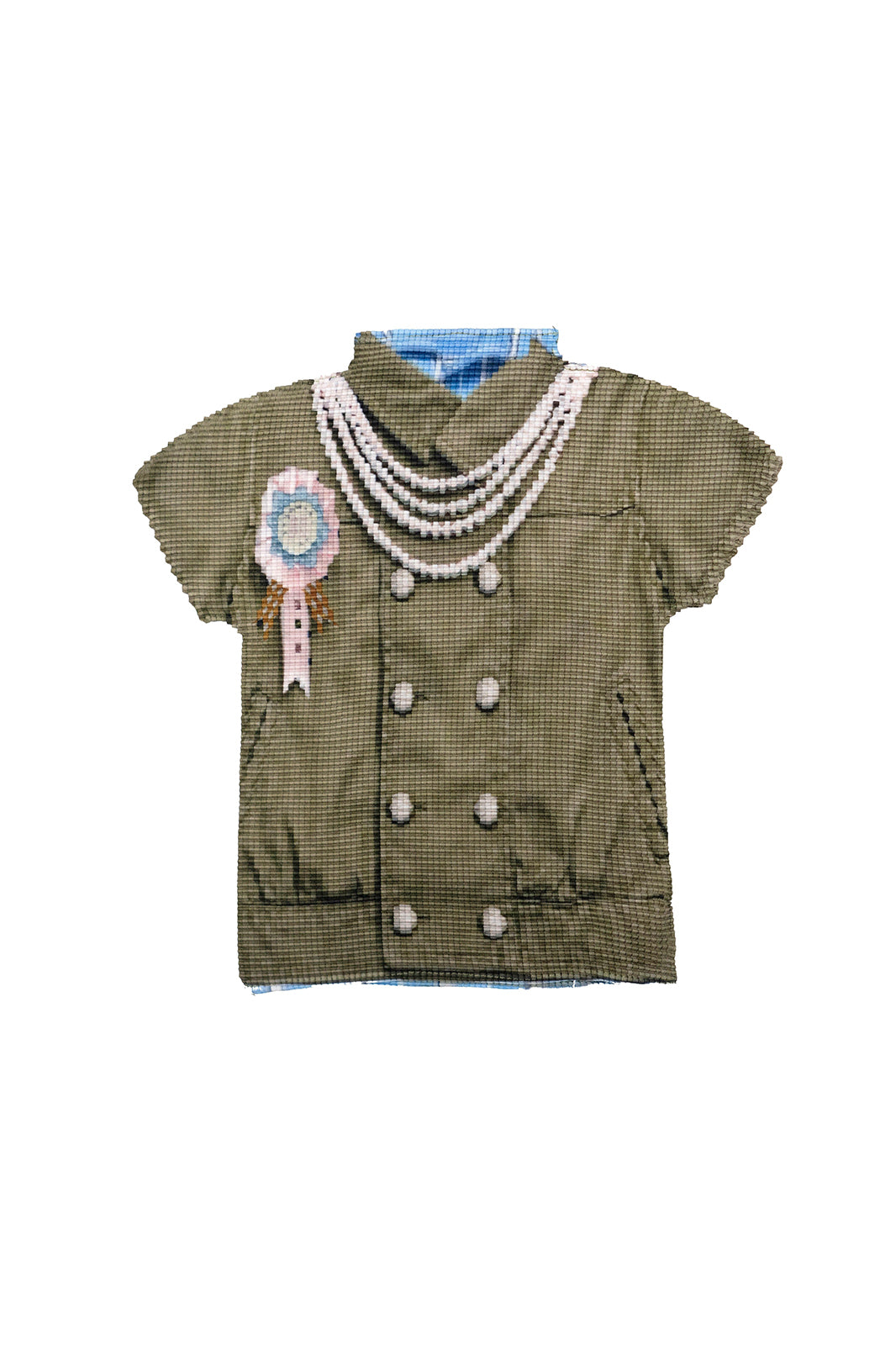 MOF Military-Inspired Graphic Pleated T-Shirt