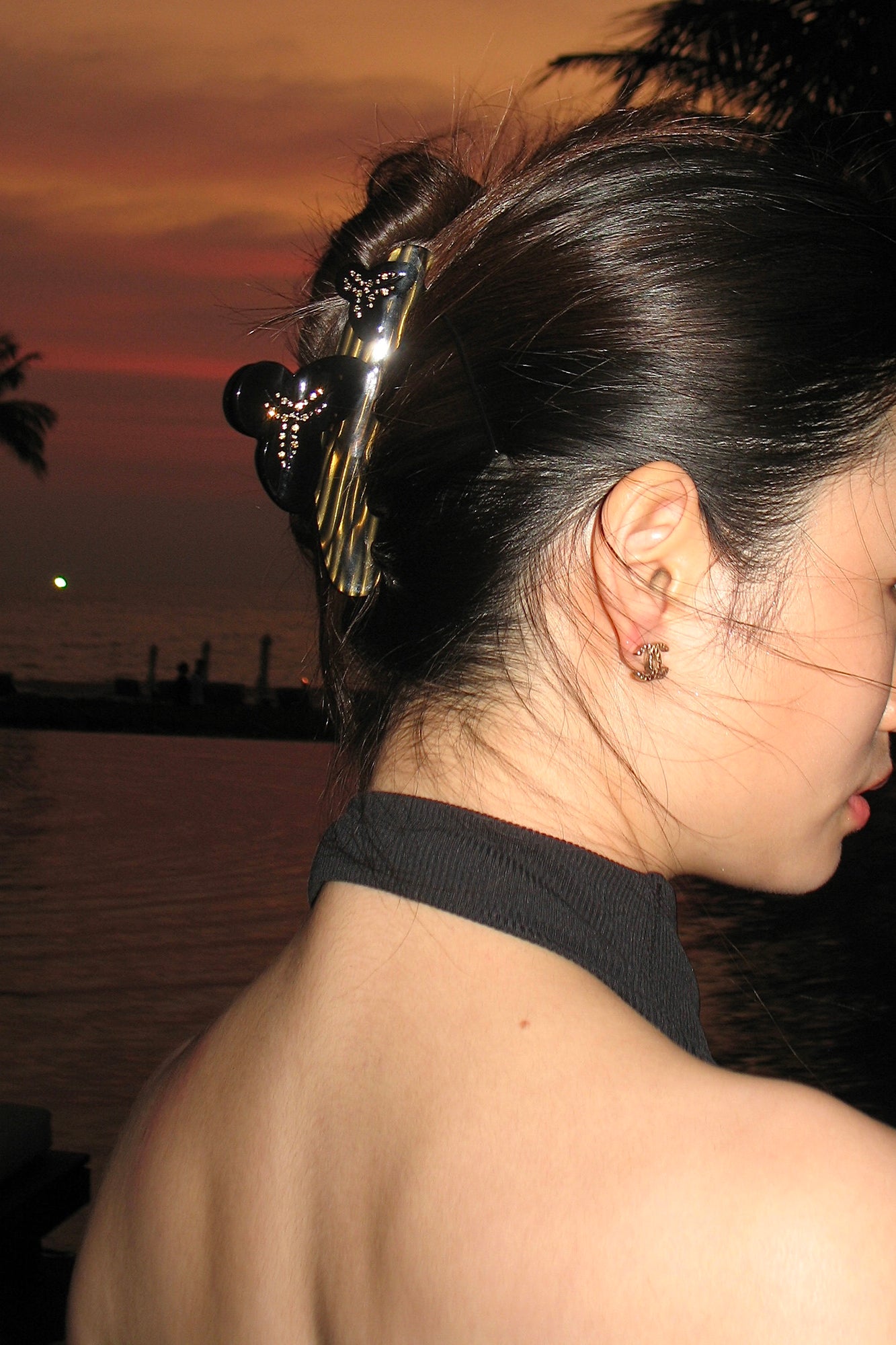 SCARLET SAGE Floral Crystal-Studded Acetate Claw Clip