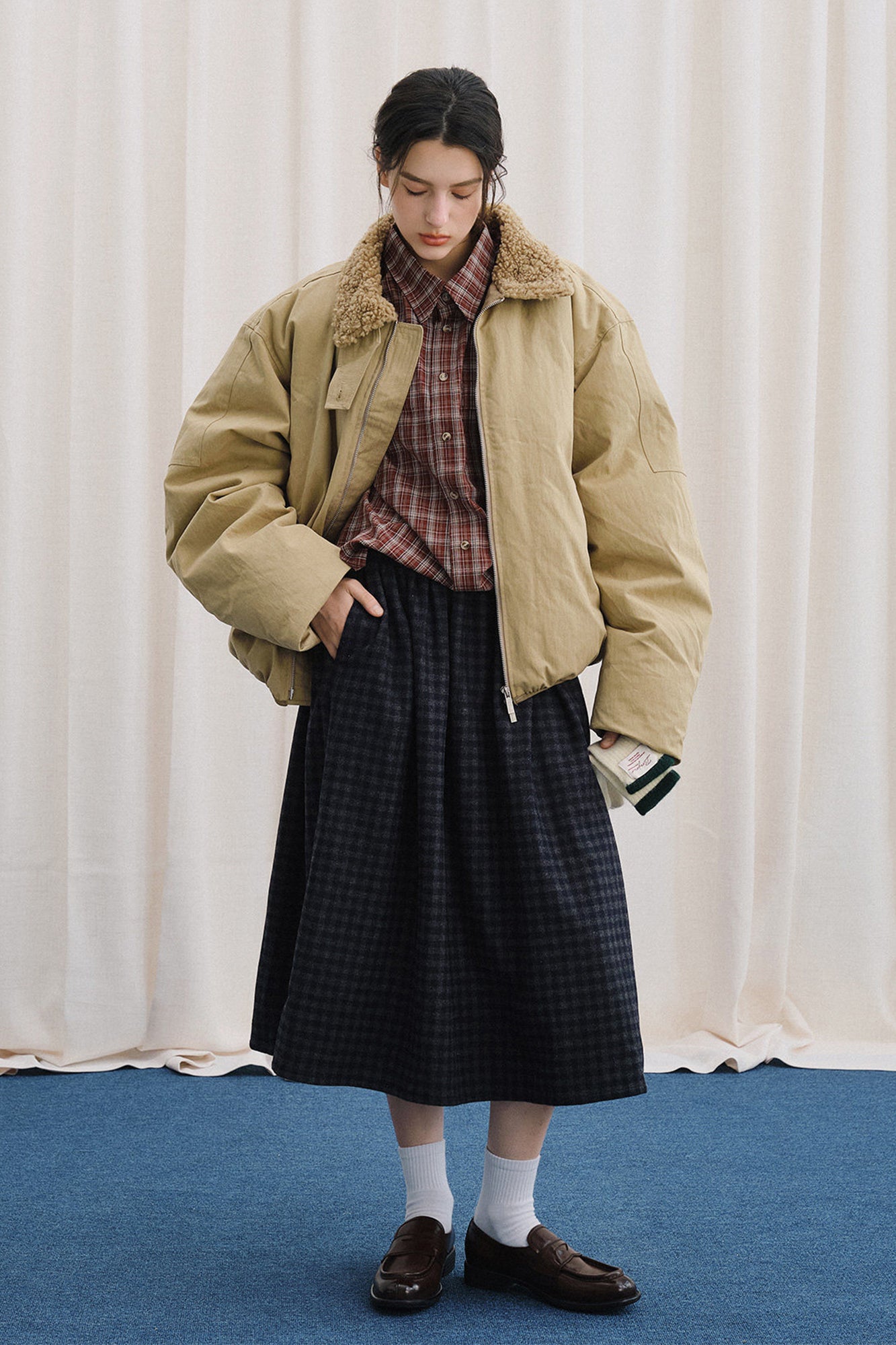 LIVINGTOWN Fleece-Lined Tab Collar Sorona Jacket