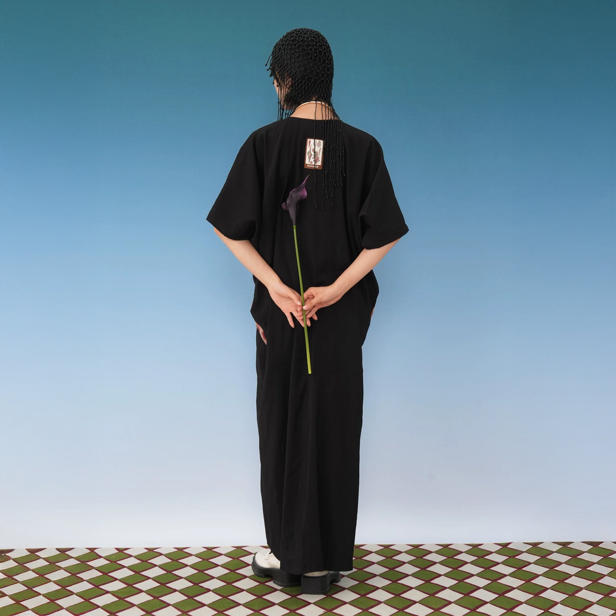 NOPMOB Dot Panel Draped Maxi Dress