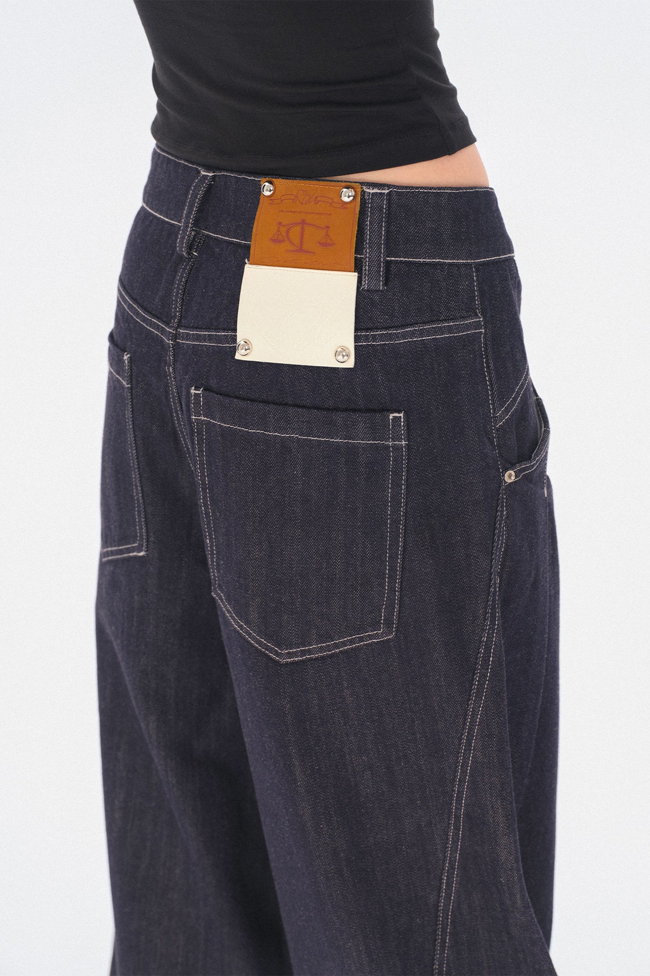 COSTUSTOOT Button-Fly Pleated Wide-Leg Jeans