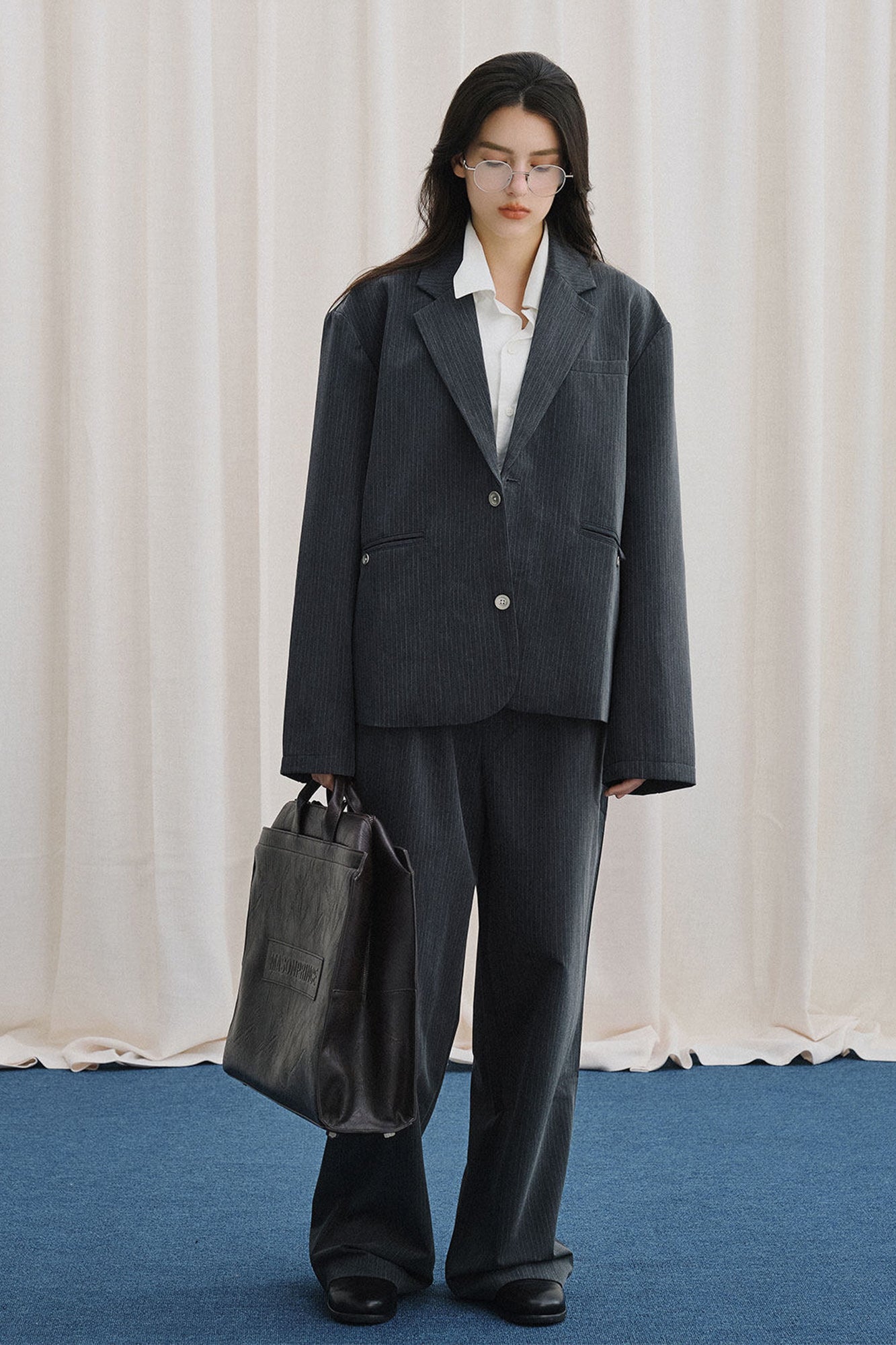 LIVINGTOWN Essential Pinstripe Oversized Blazer
