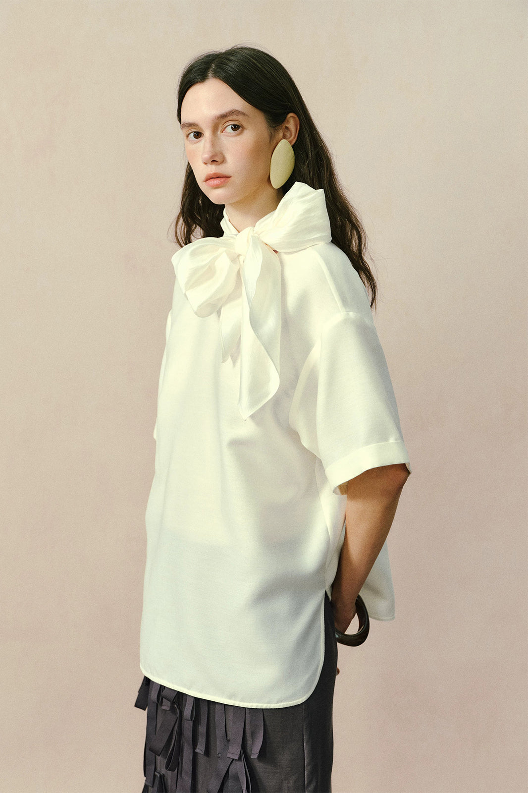 YUANYE Multi-Way Scarf-Tie Oversized Tee