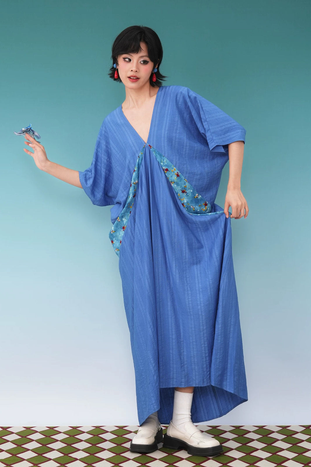 NOPMOB Spliced Floral Draped Maxi Dress