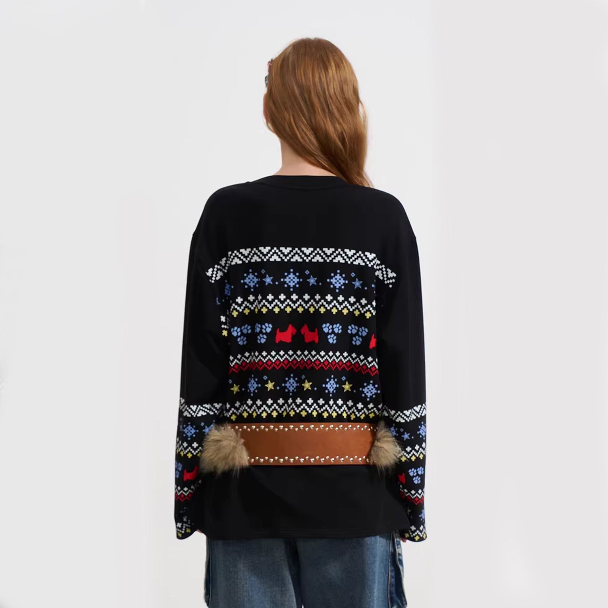 SOFITTE Fleece-Lined Fair Isle Long-Sleeve Tee