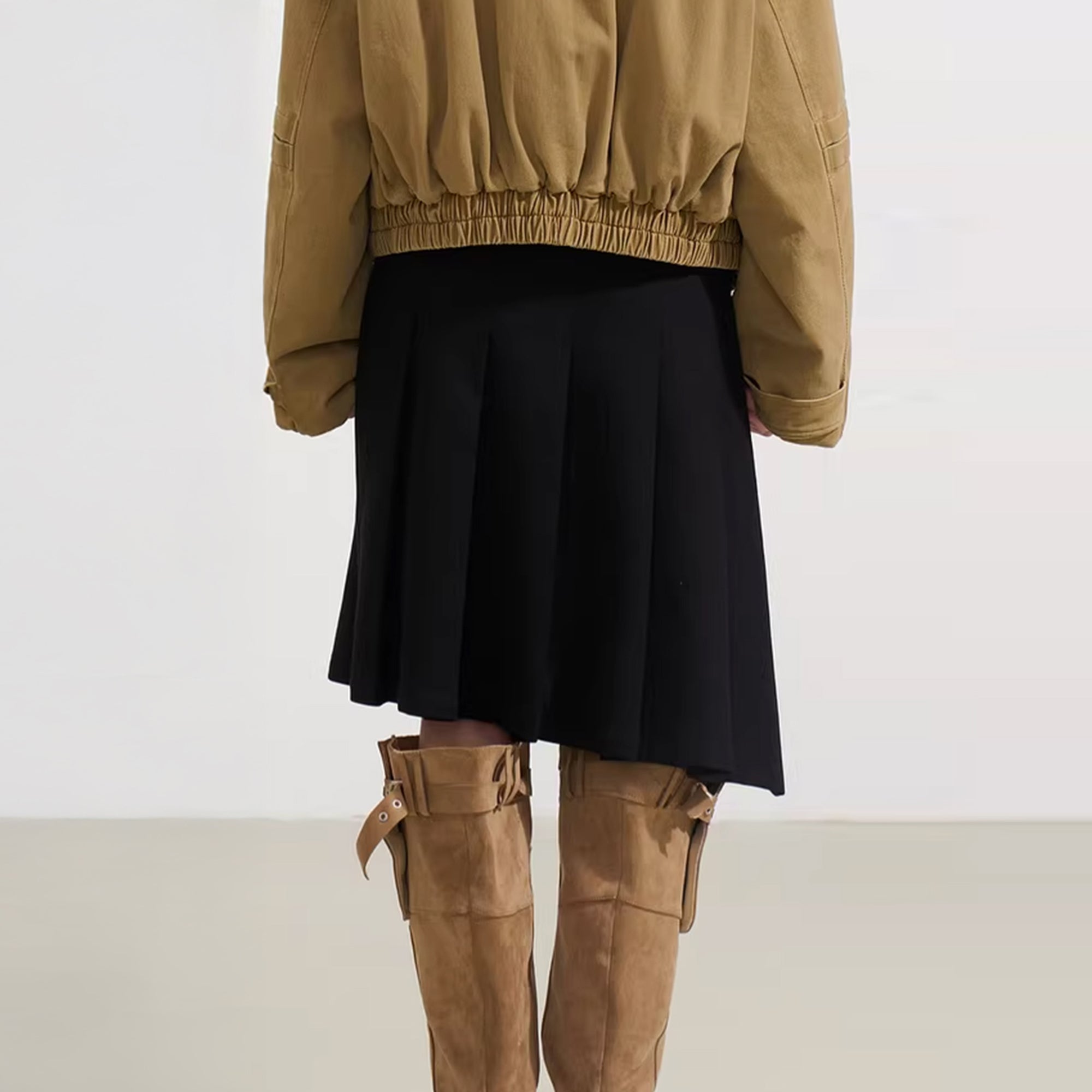 SOFITTE Leopard-Waist Belted Pleated Mini Skirt