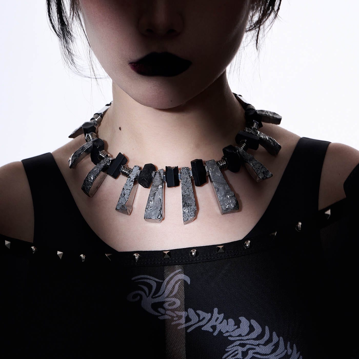 ILLUSORY Distressed Metal Reversible Necklace, premium urban and streetwear designers apparel on PROJECTISR.com, ILLUSORY