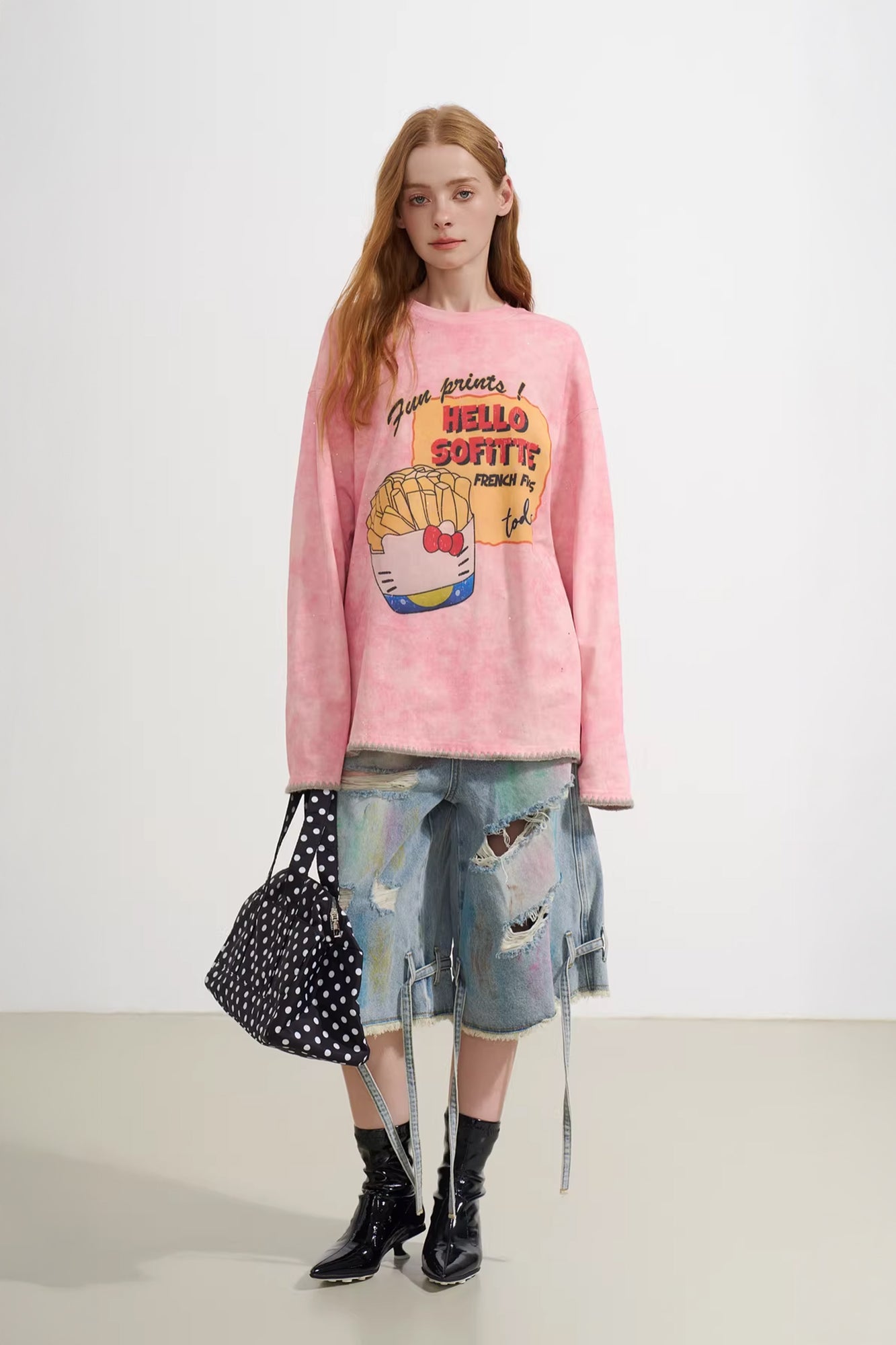 SOFITTE Distressed Fries Graphic Long-Sleeve Tee