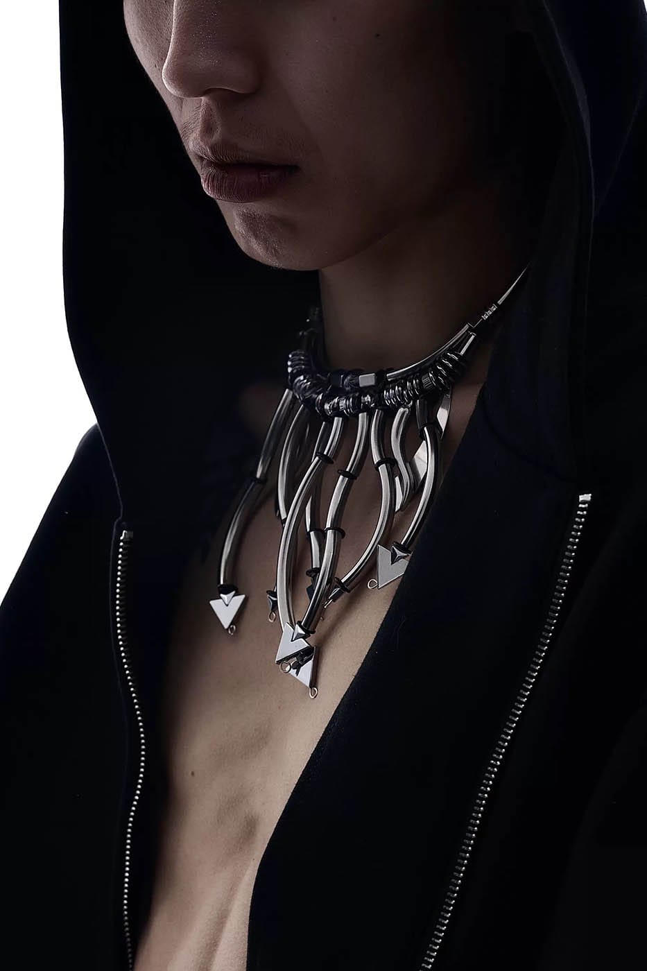 ILLUSORY Mechanical Multi-Arrow Necklace, premium urban and streetwear designers apparel on PROJECTISR.com, ILLUSORY