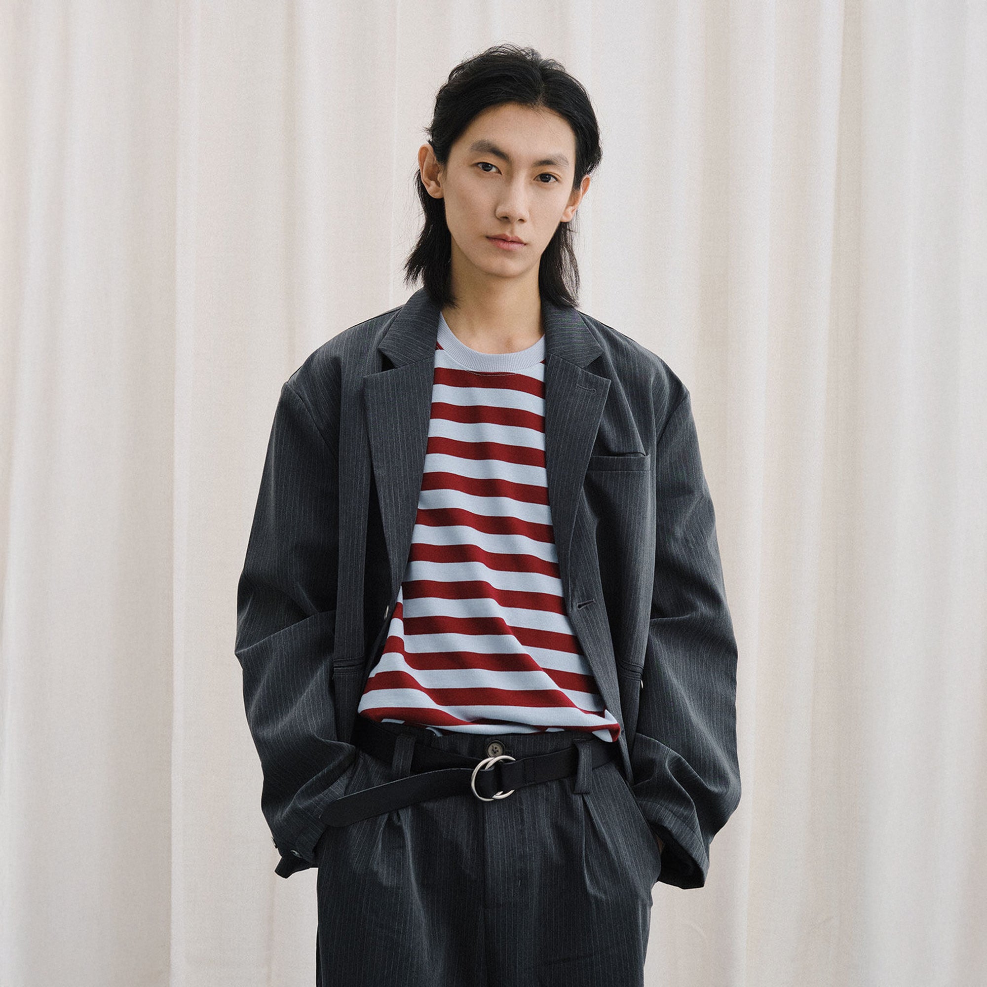 LIVINGTOWN Essential Pinstripe Oversized Blazer