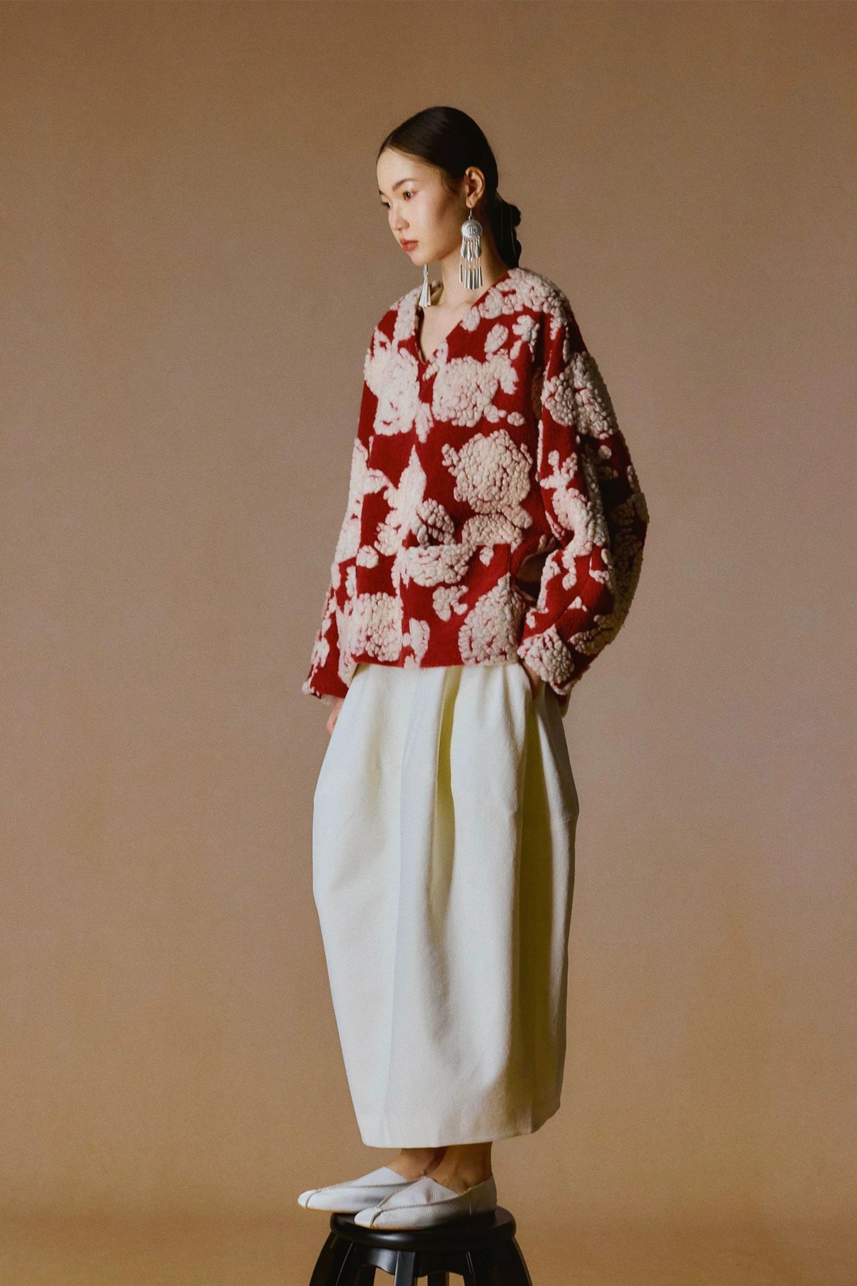 YUANYE Wool-Blend Floral Jacquard Jacket