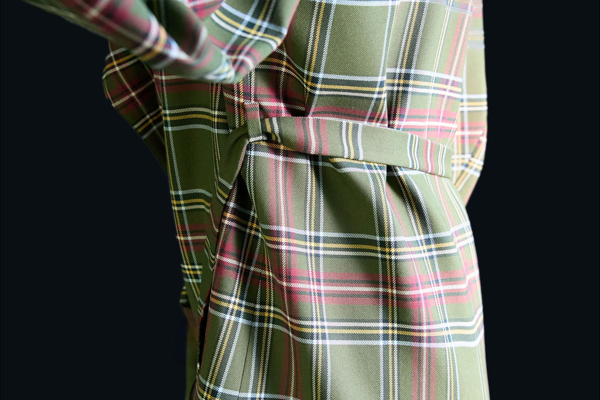 MXU Retro Plaid Deconstructed Trench Coat & Shorts Set