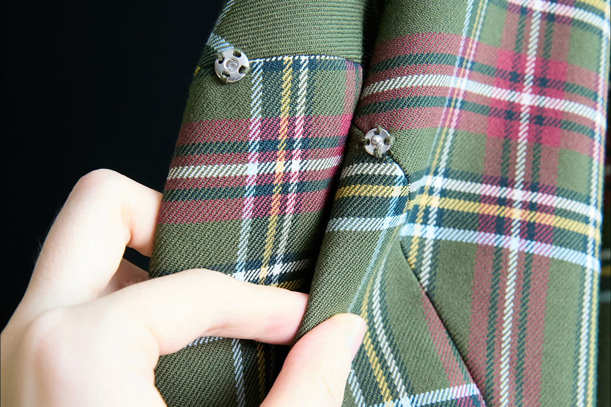 MXU Retro Plaid Deconstructed Trench Coat & Shorts Set