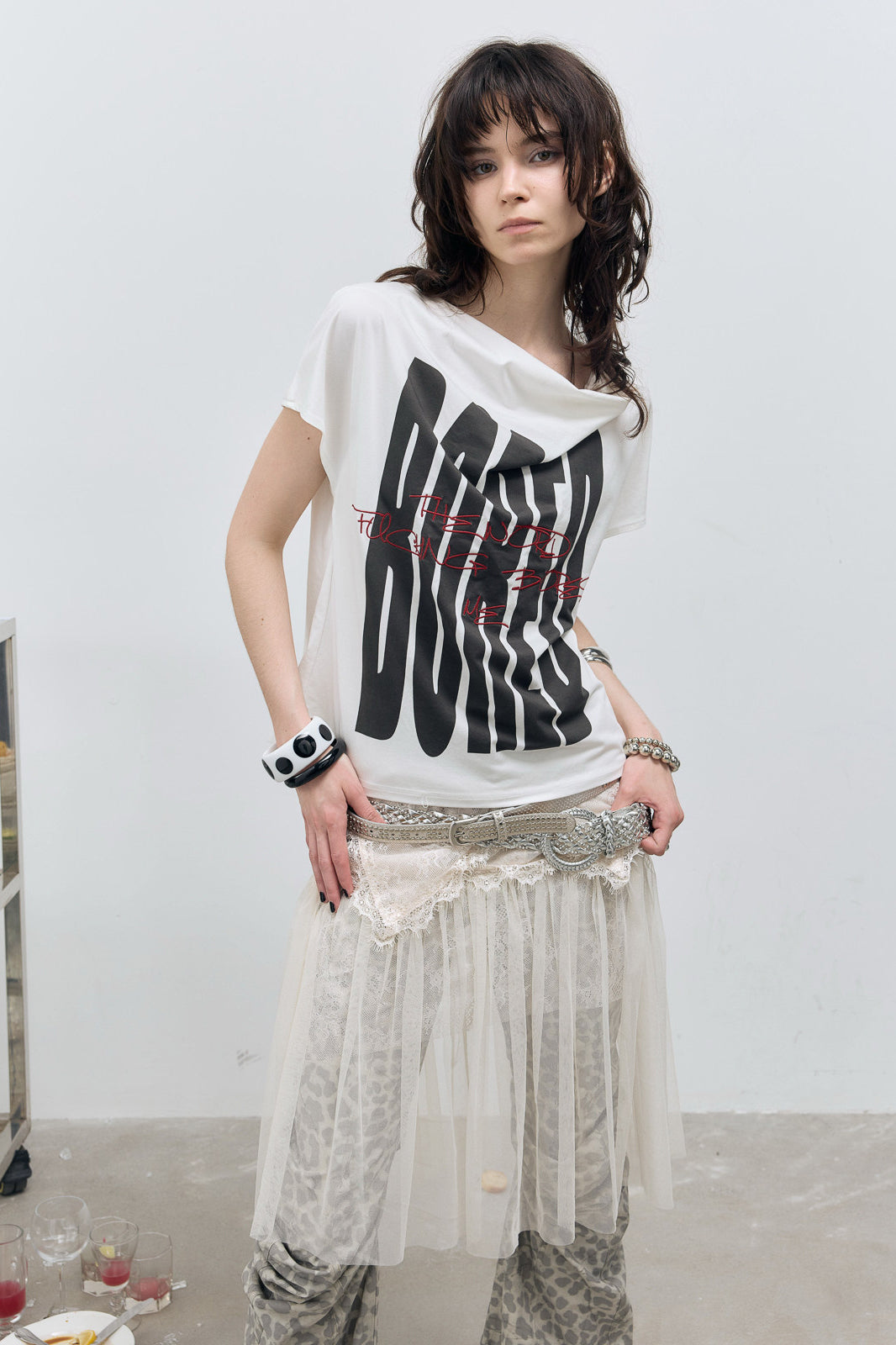 FULLTIDE BORED Graphic Asymmetrical T-Shirt