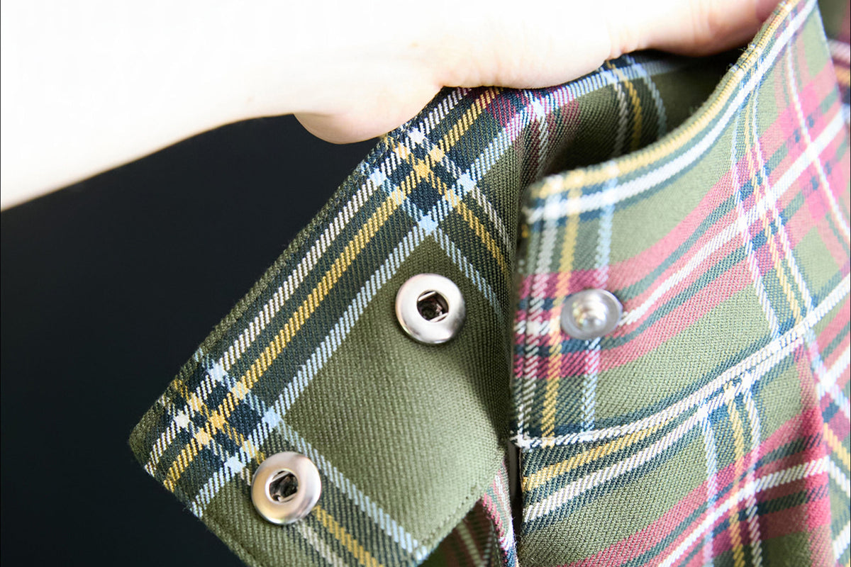MXU Retro Plaid Deconstructed Trench Coat & Shorts Set