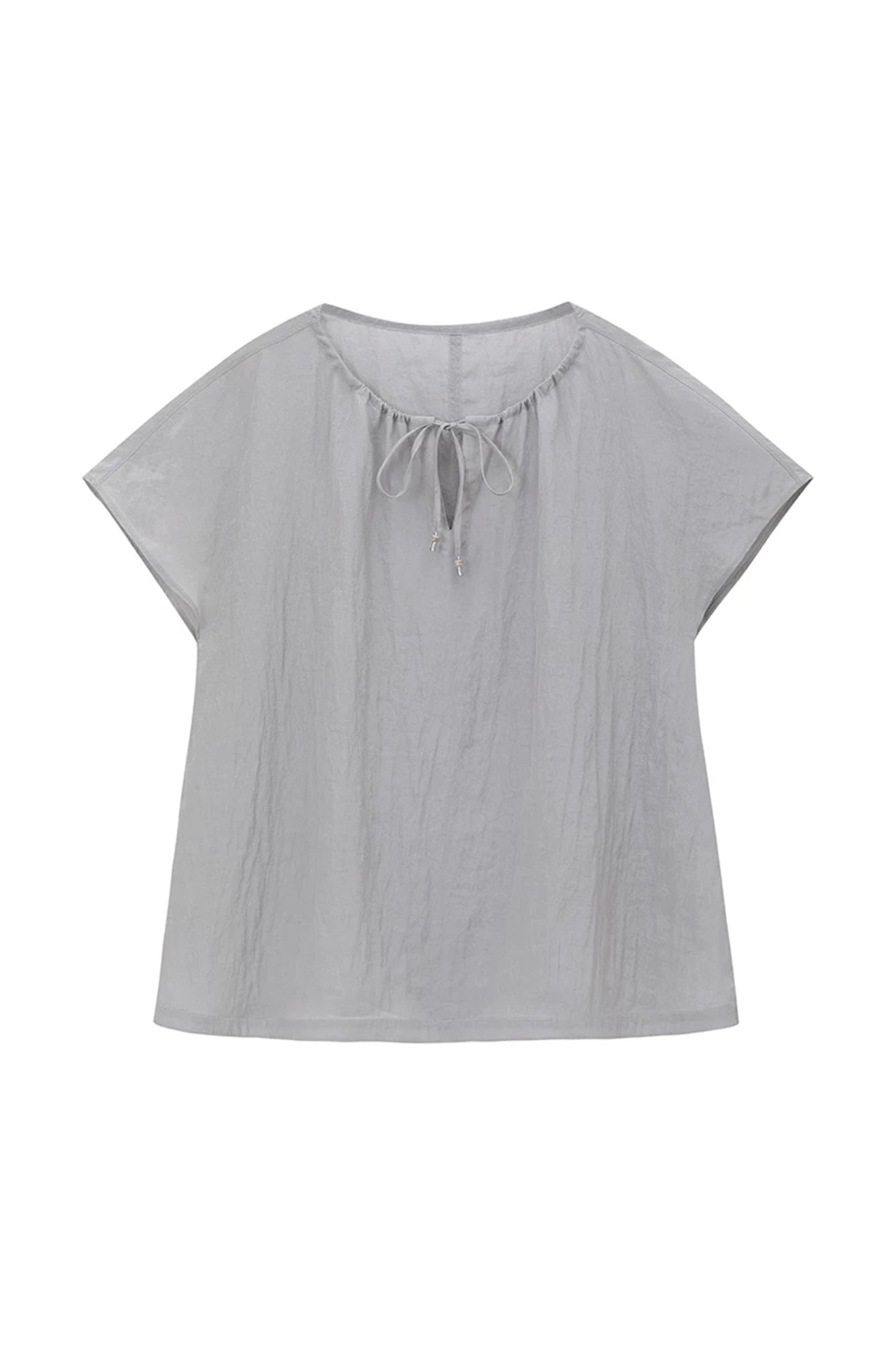 CAIRA Washed Drawstring Neck T-Shirt