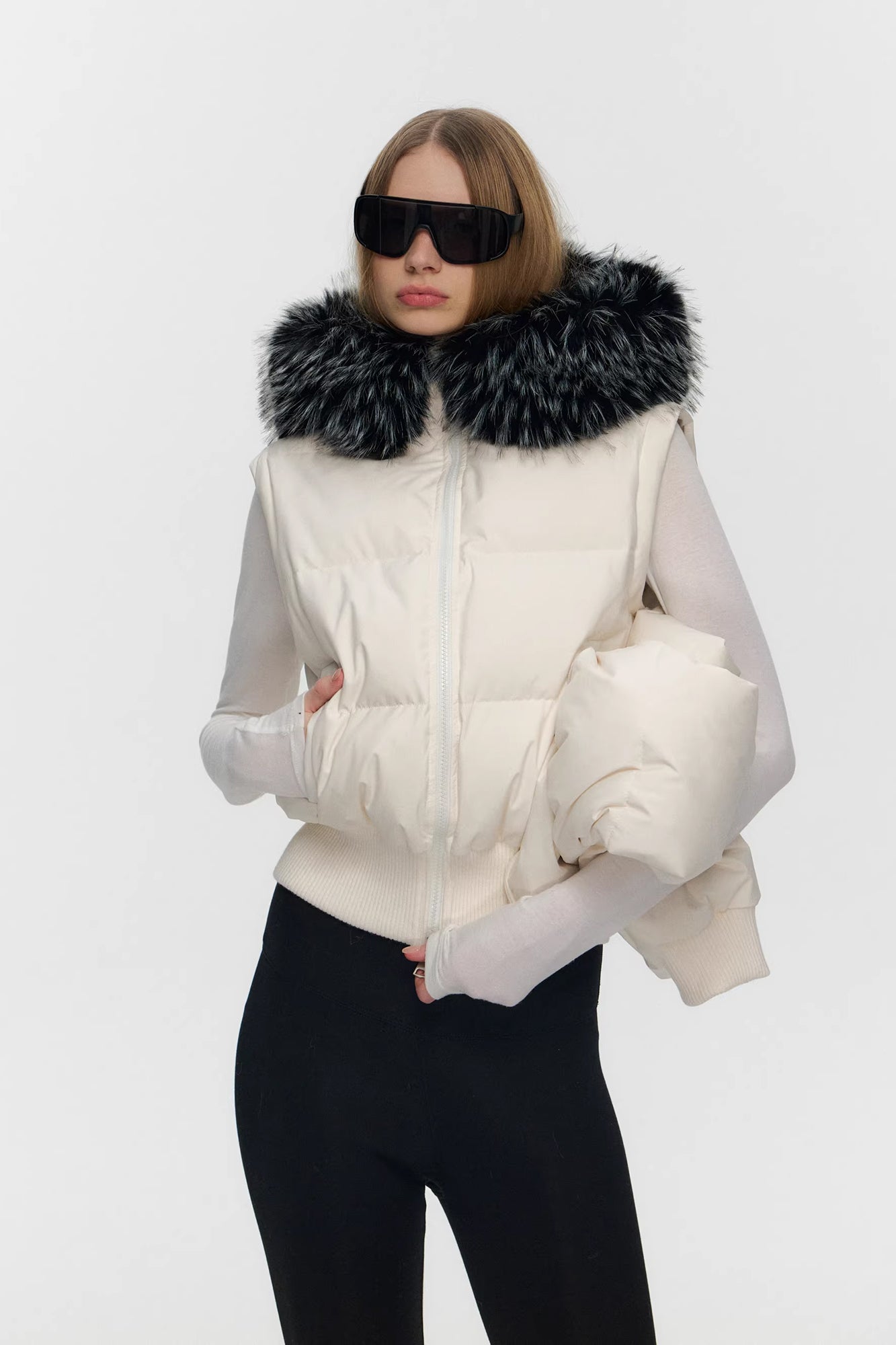 10AMSOTIIIIIIRED Detachable Sleeves Down Puffer Jacket