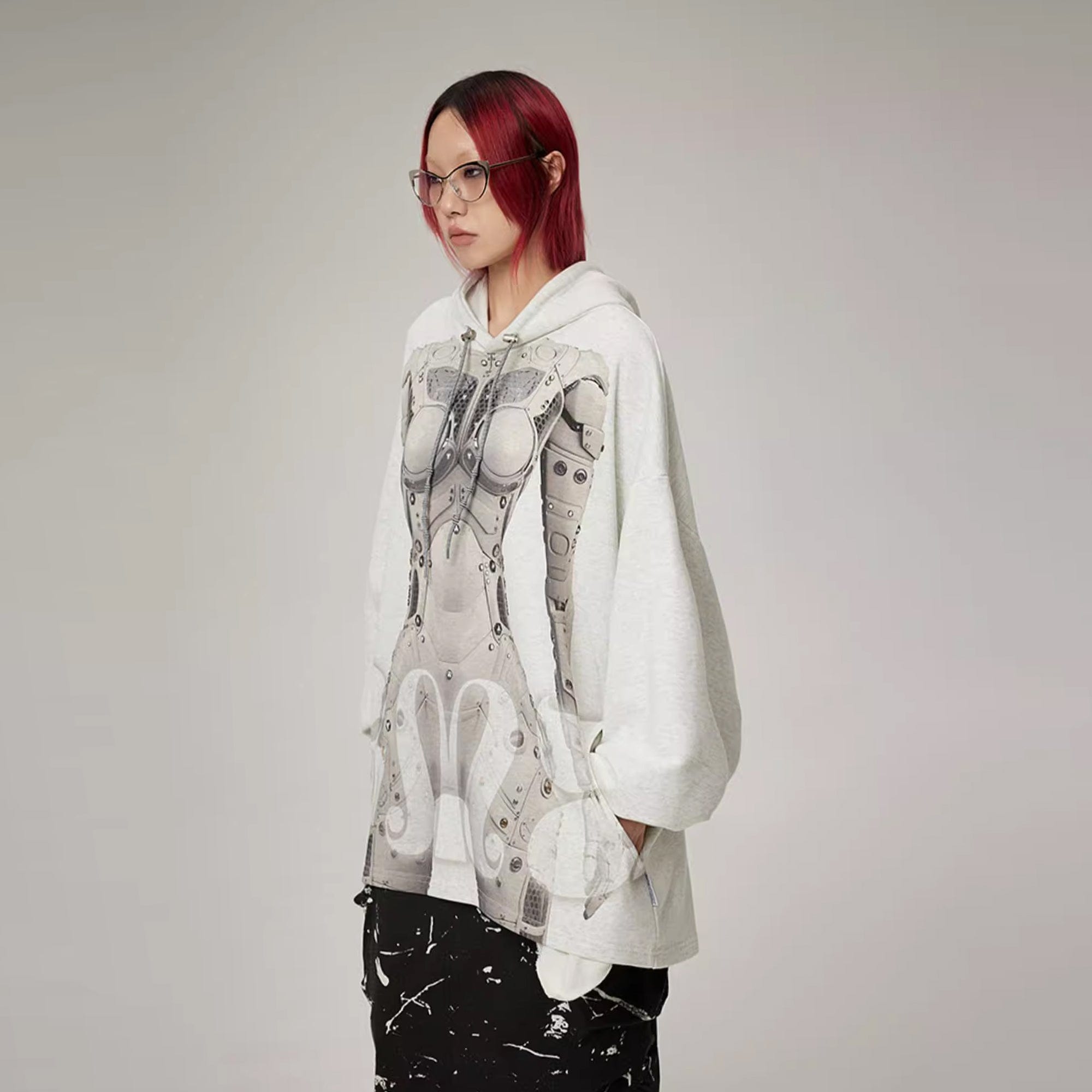 DAMAGE ASIA Cyber Robot Graphic Oversized Hoodie