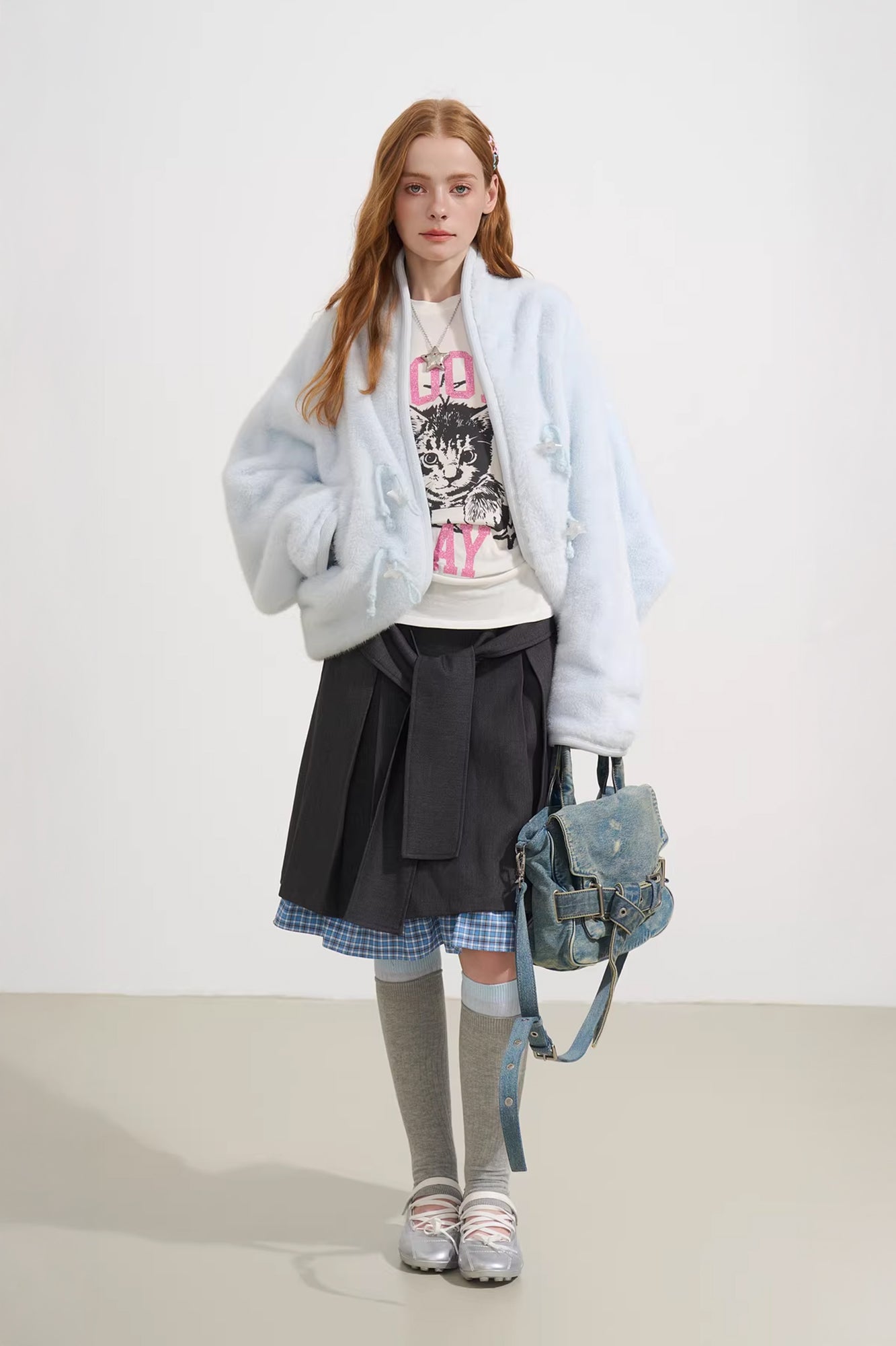 SOFITTE Tie-Waist Pleated Layered Mini Skirt