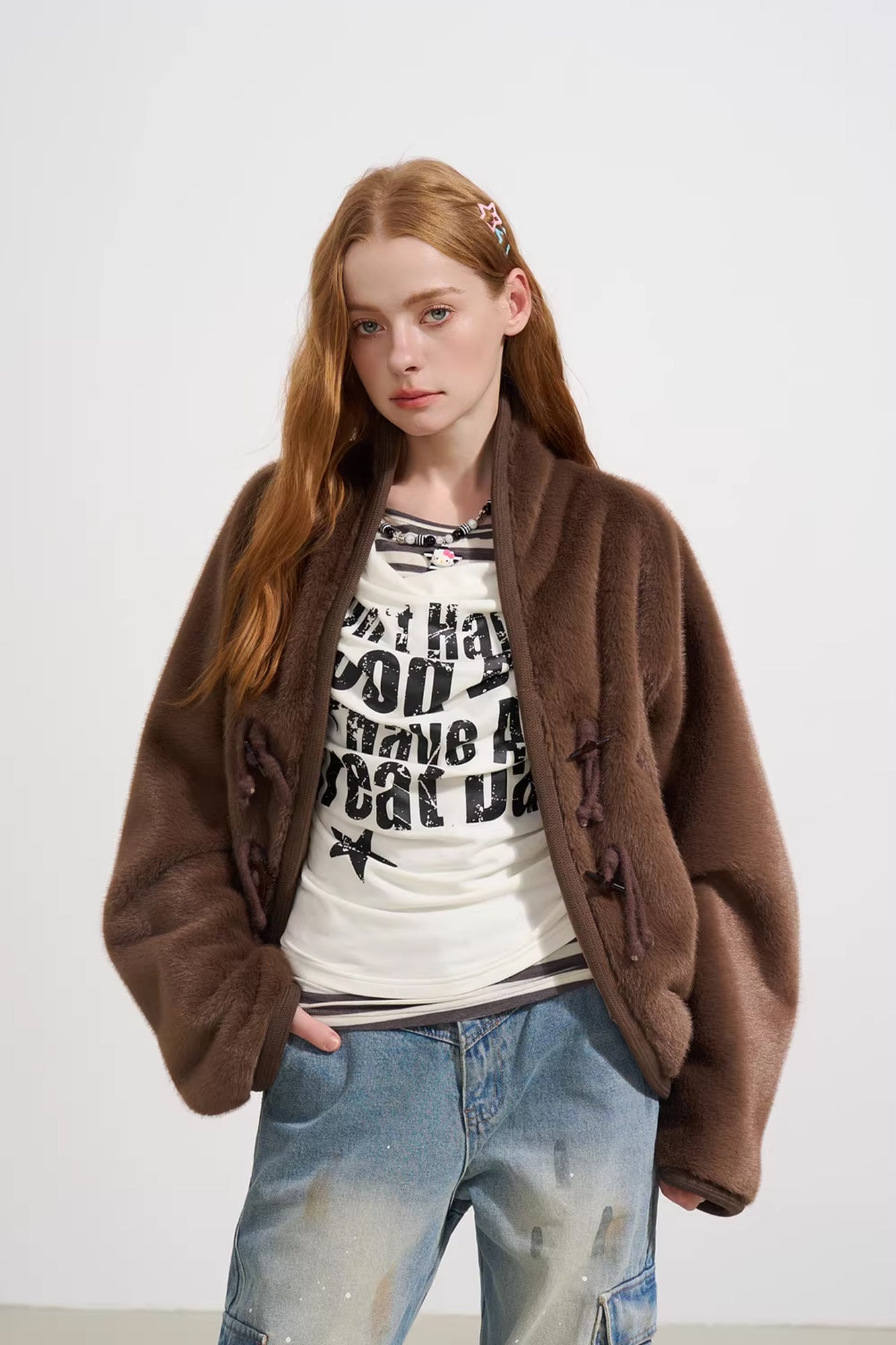 SOFITTE Toggle Faux-Fur Drop-Shoulder Oversized Jacket