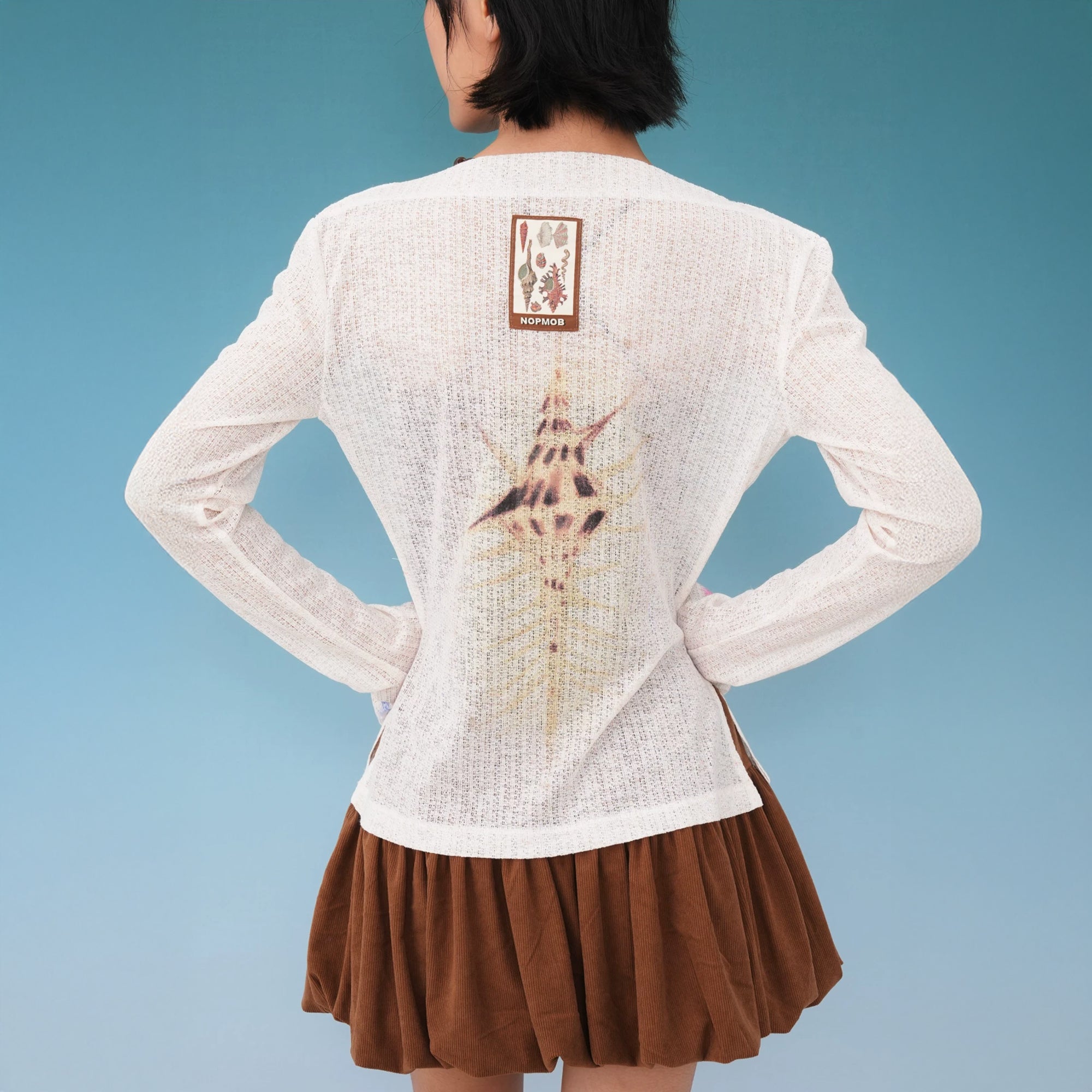 NOPMOB Shell Graphic Knit Top & Beaded Cami Set