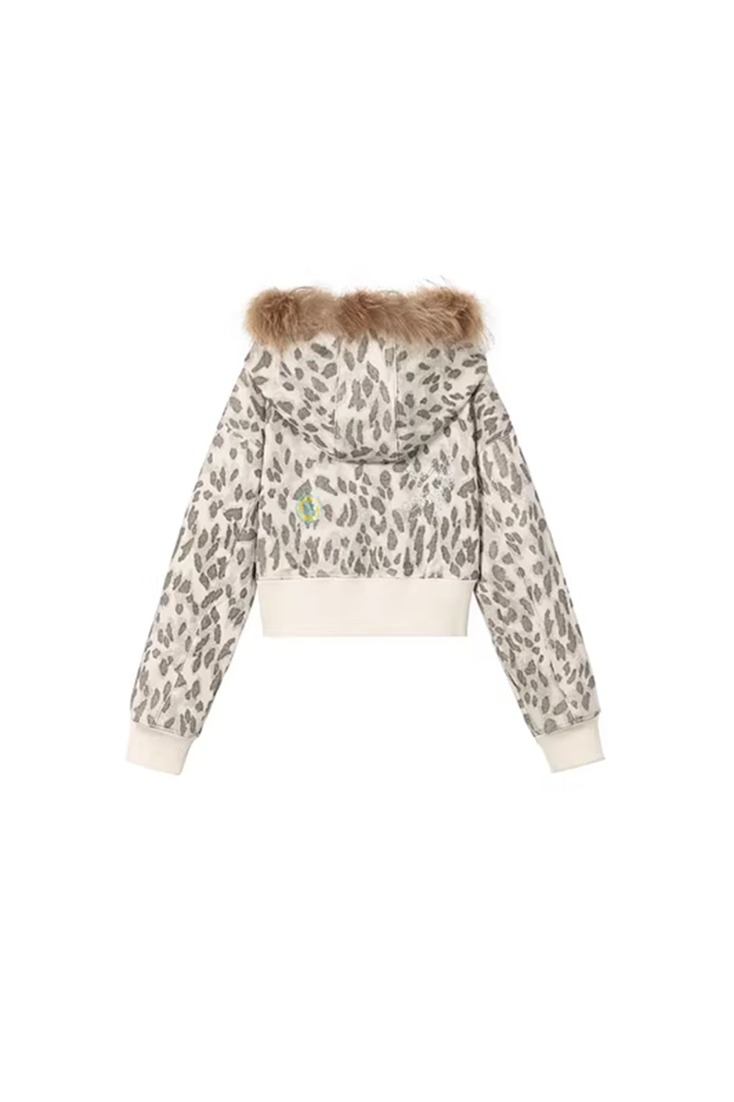 SOFITTE Leopard Diamond Faux-Fur Trim Cropped Jacket