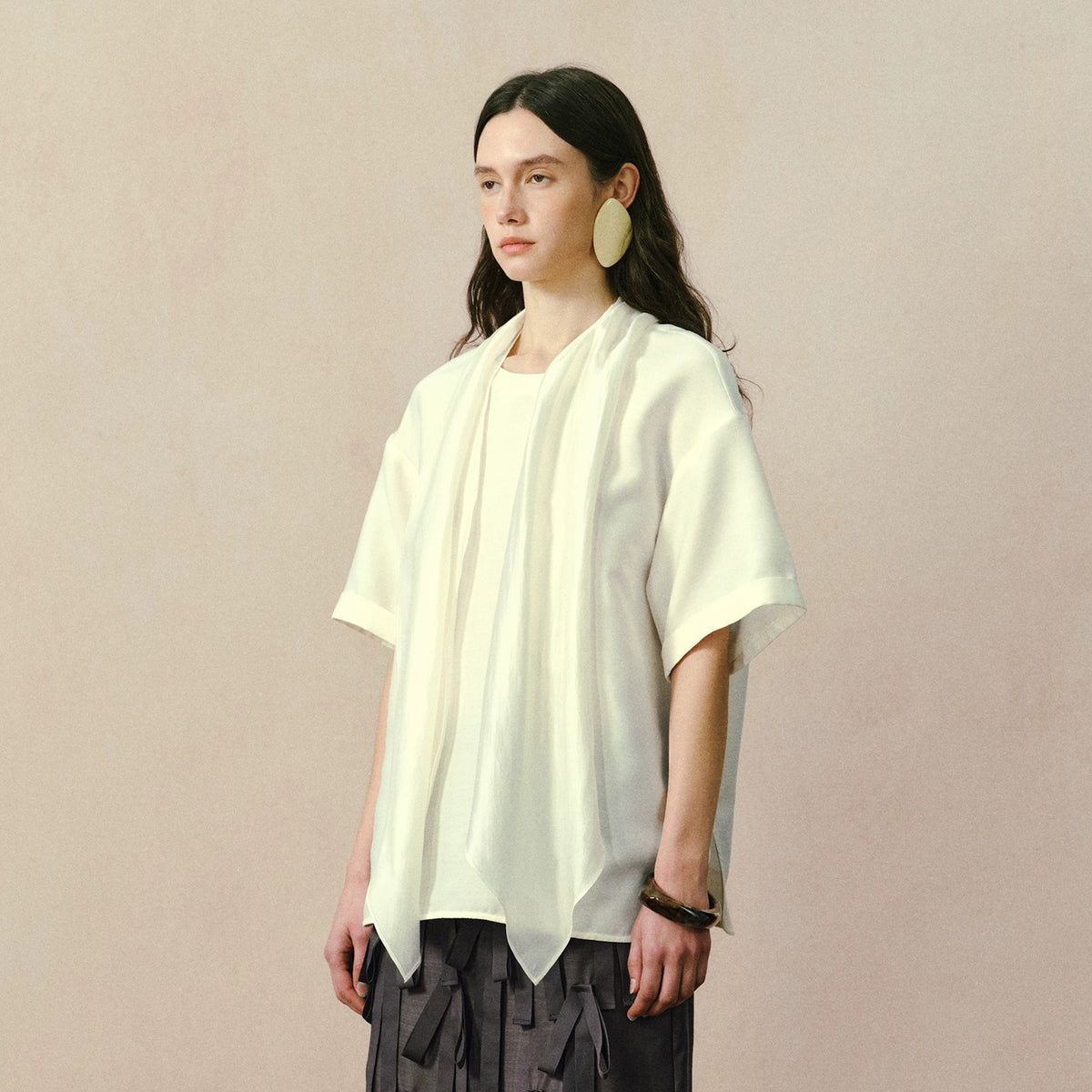 YUANYE Multi-Way Scarf-Tie Oversized Tee