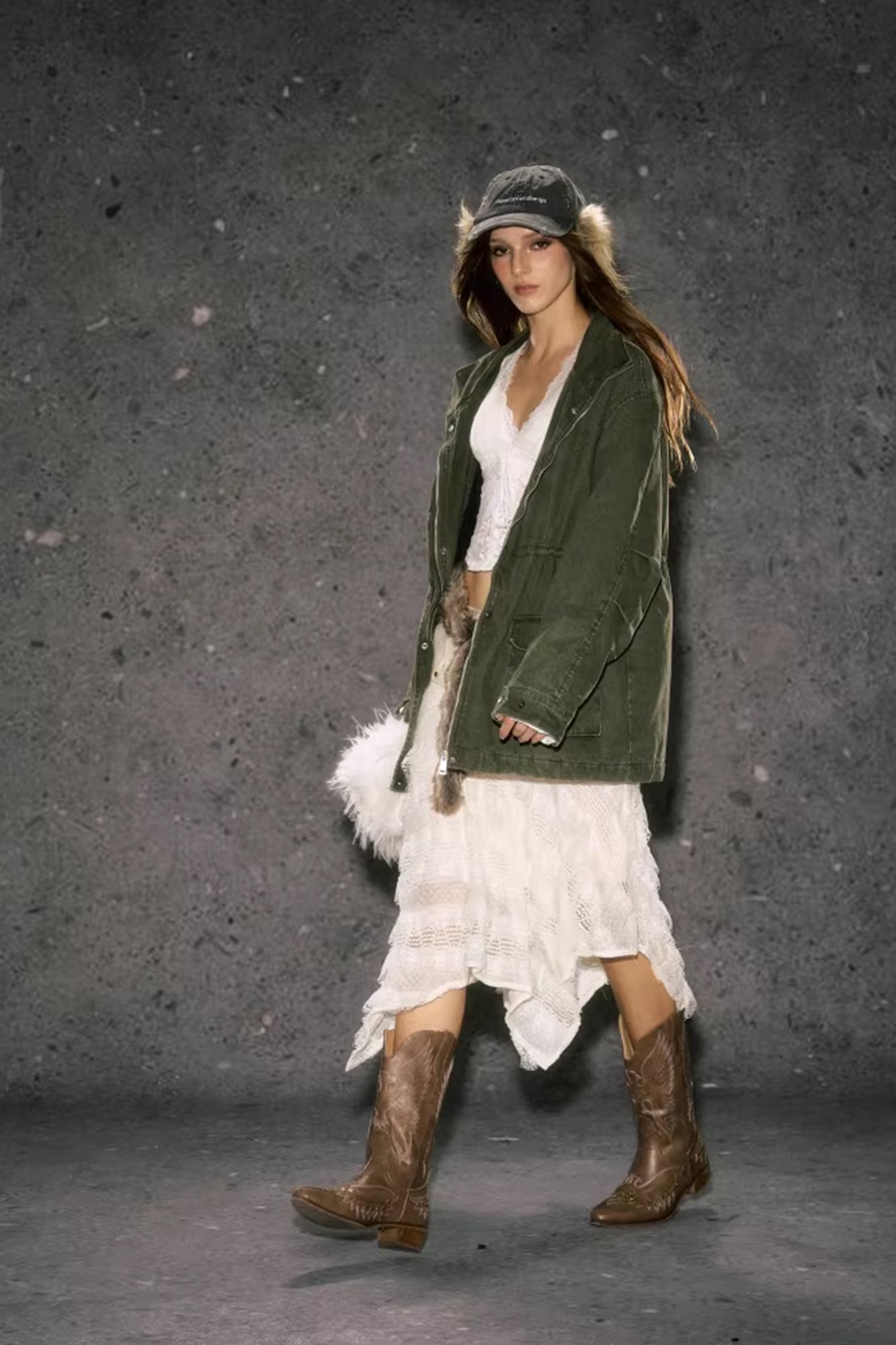 10AMSOTIIIIIIRED Stone-Washed Detachable Faux-Fur Parka