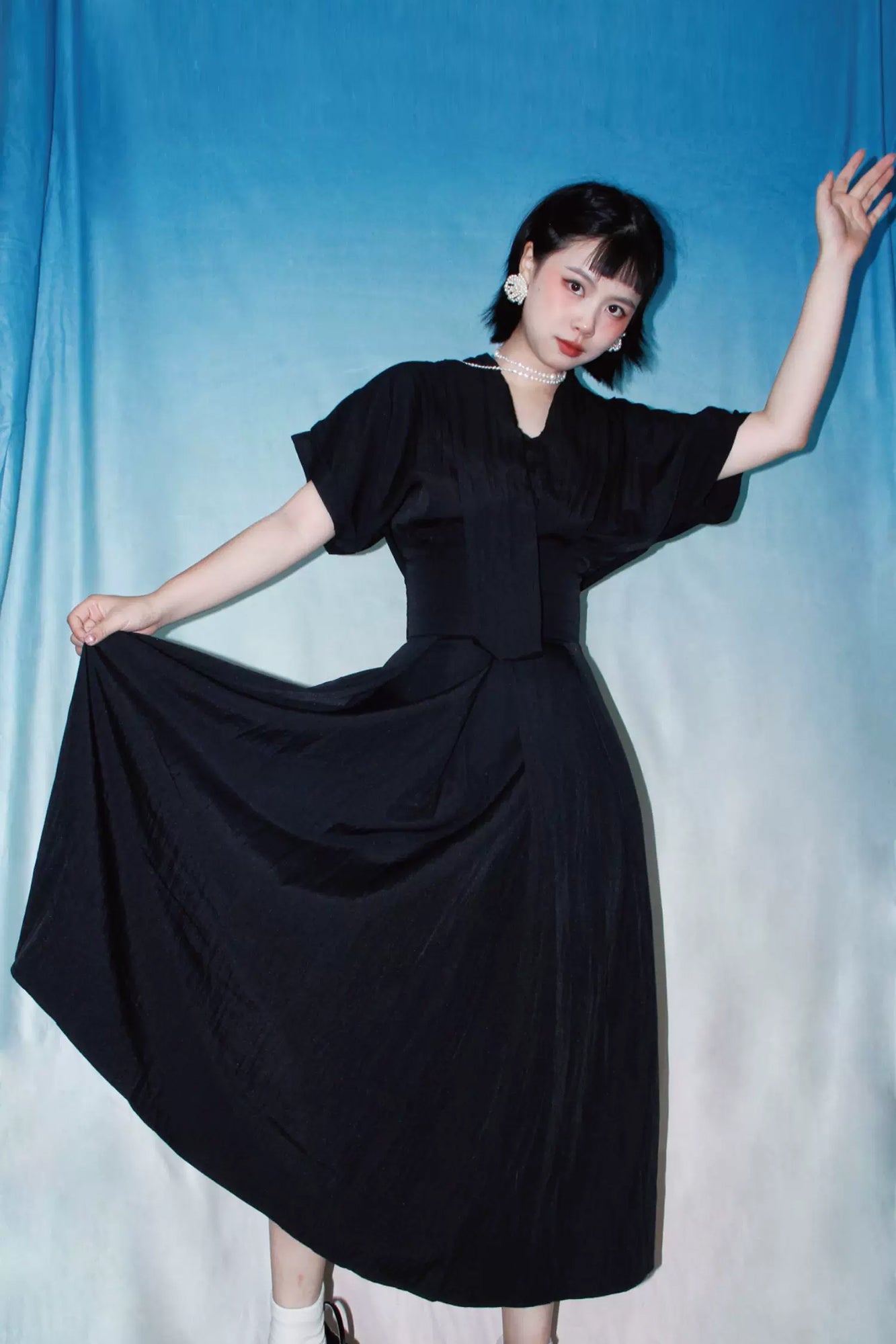 NOPMOB Scarf-Tie Pleated Maxi Dress