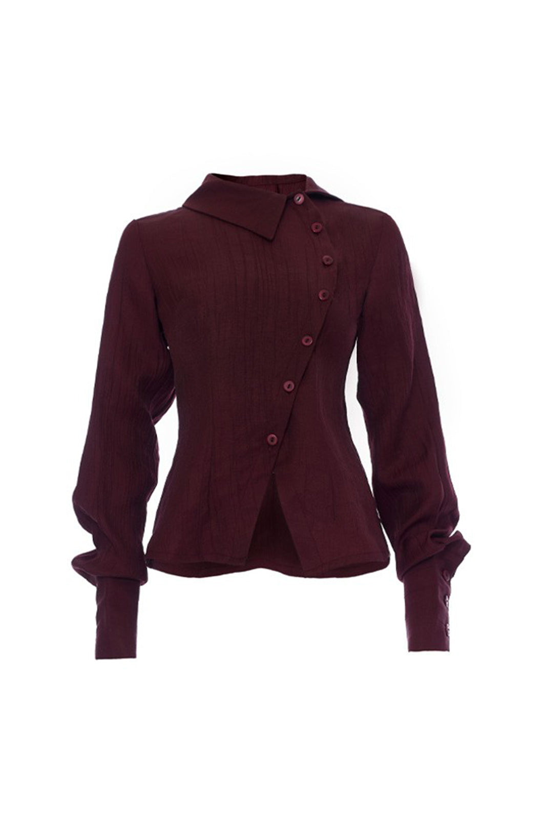 WUHEYIZUO Asymmetrical Curved Front Cinched Waist Shirt