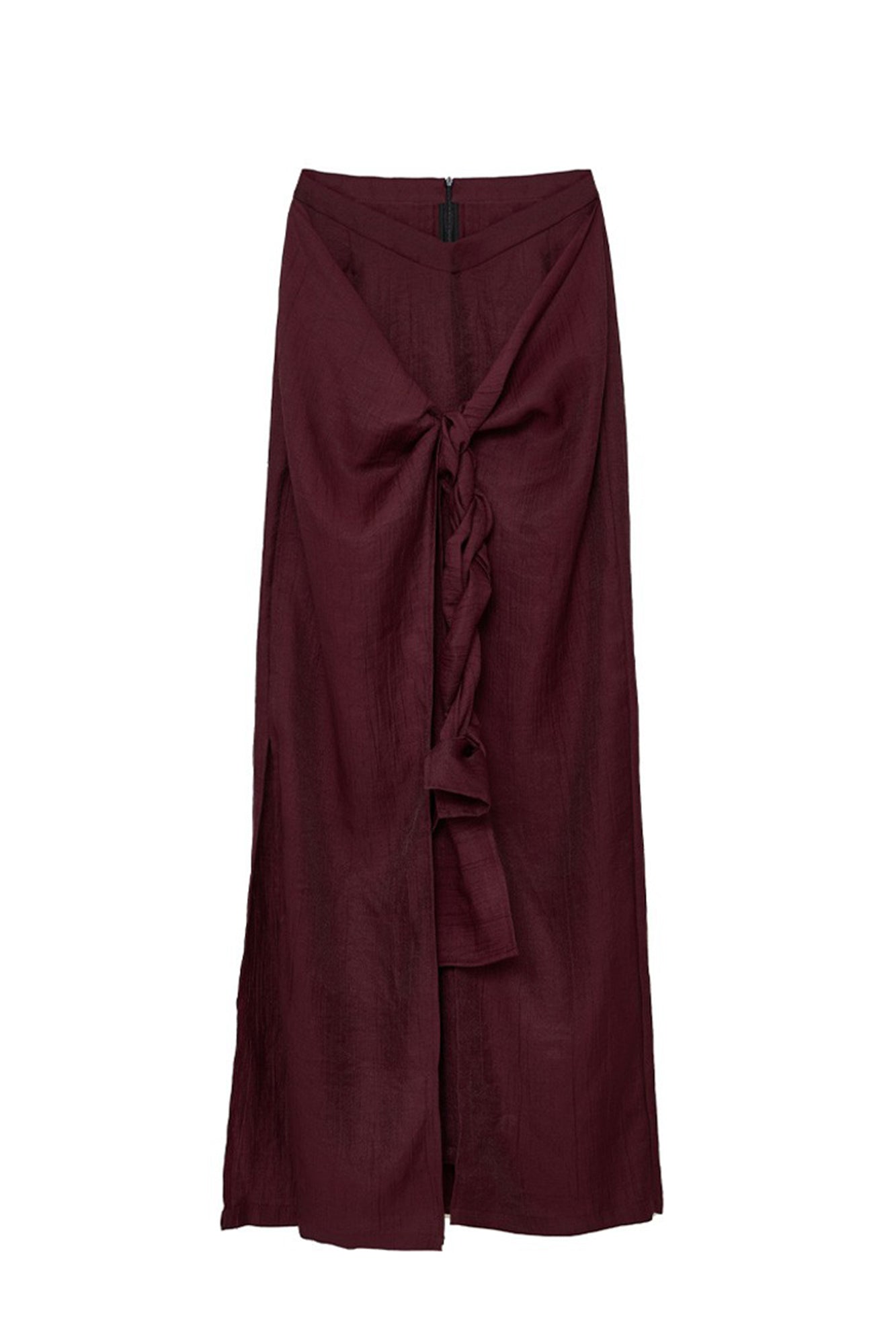 WUHEYIZUO Tie-Front Draped Panel Maxi Skirt