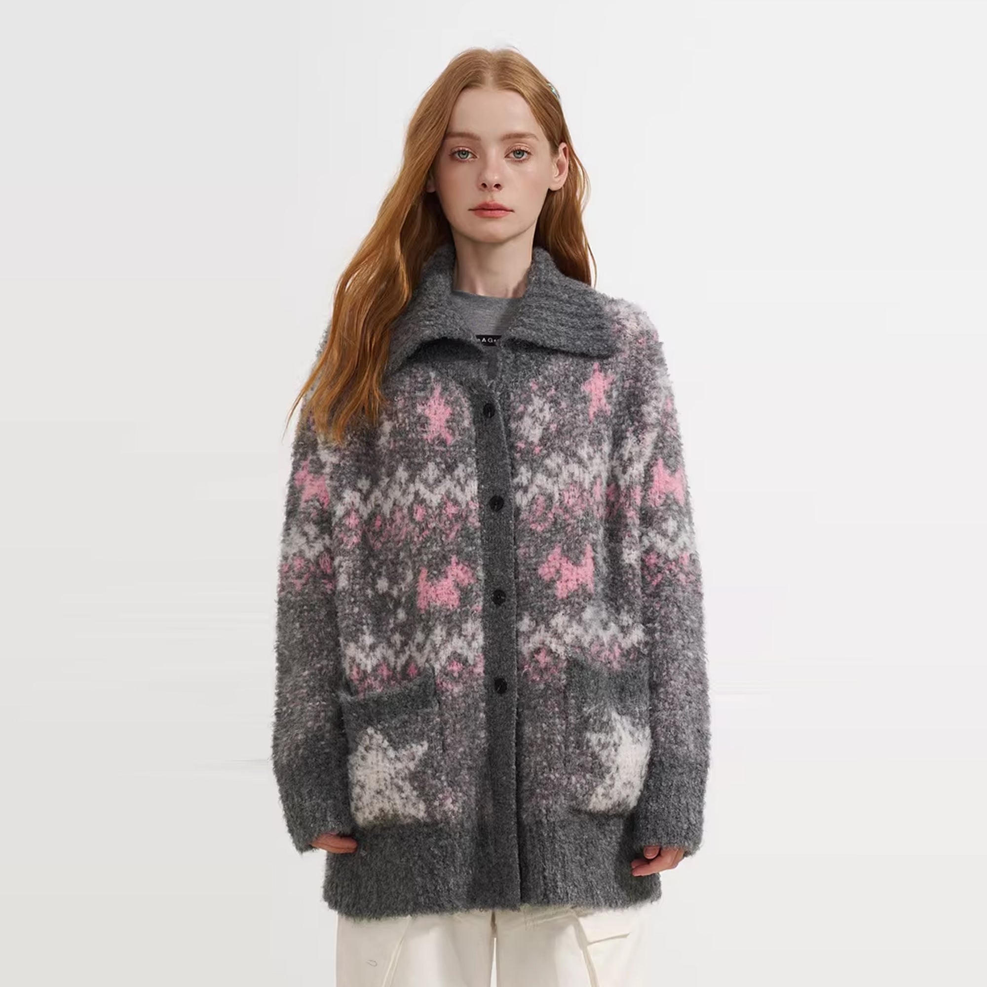 SOFITTE Labeled Fair Isle Bouclé Knit Cardigan