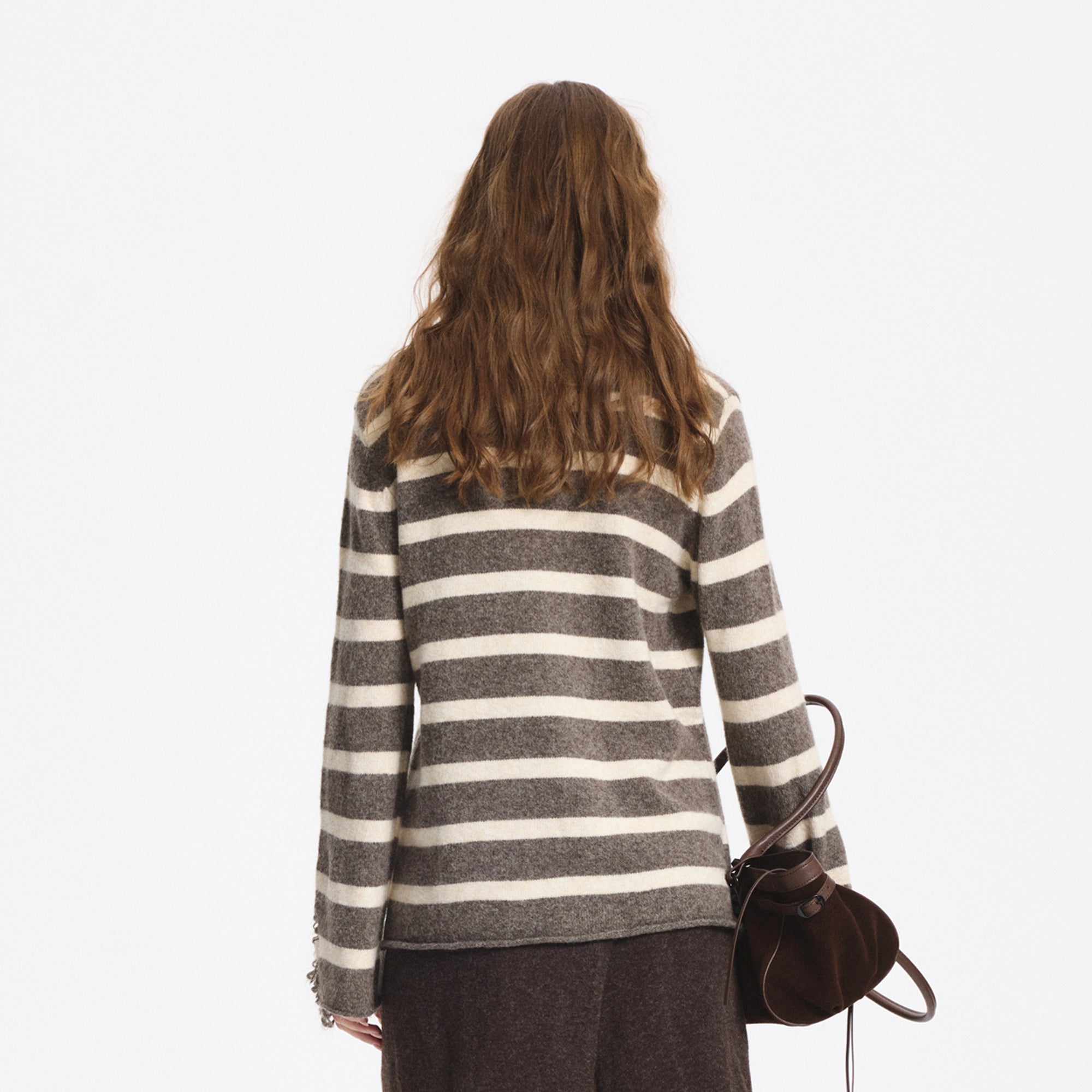 LEONSENSE Distressed Stripe Knit Pullover