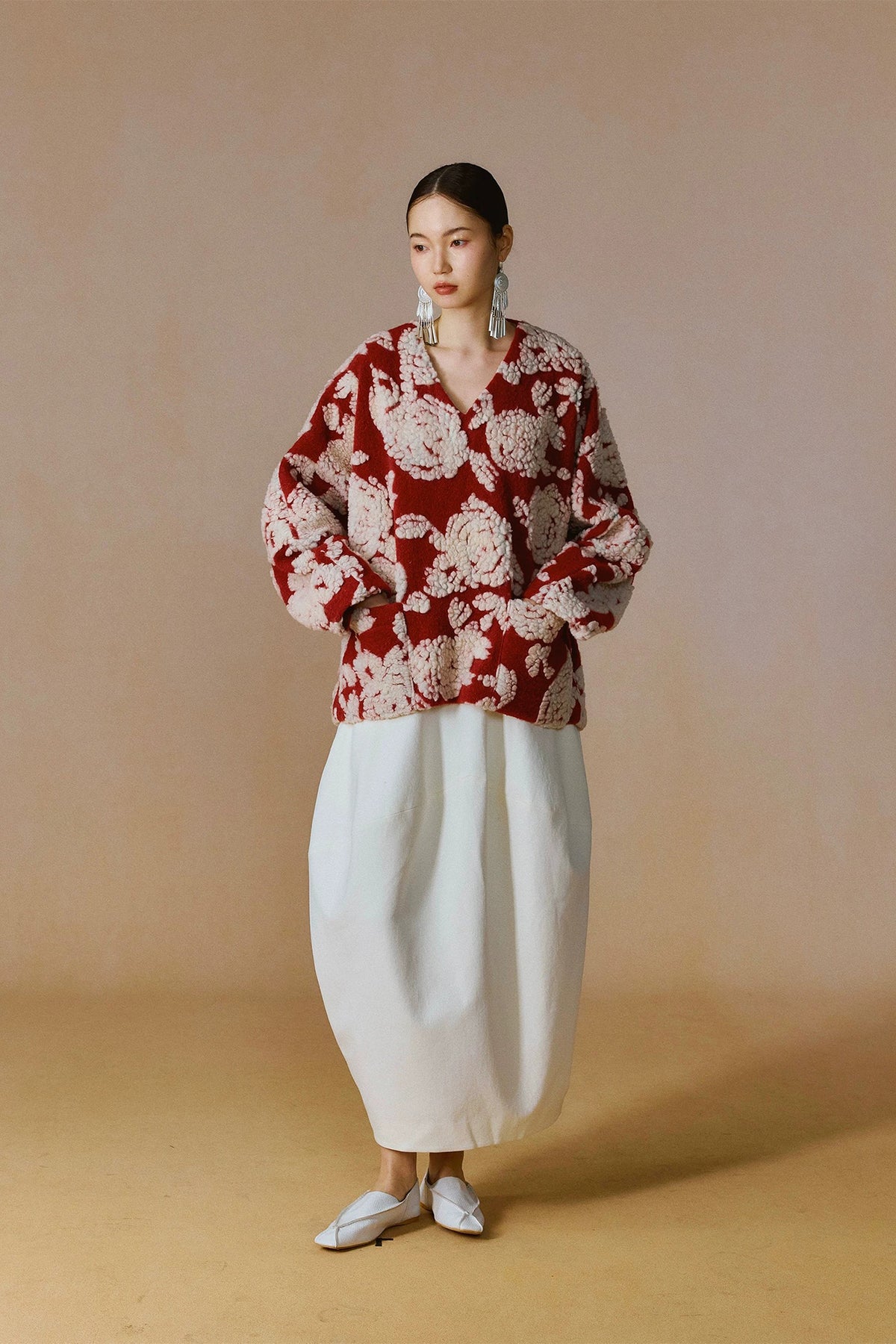 YUANYE Wool-Blend Floral Jacquard Jacket