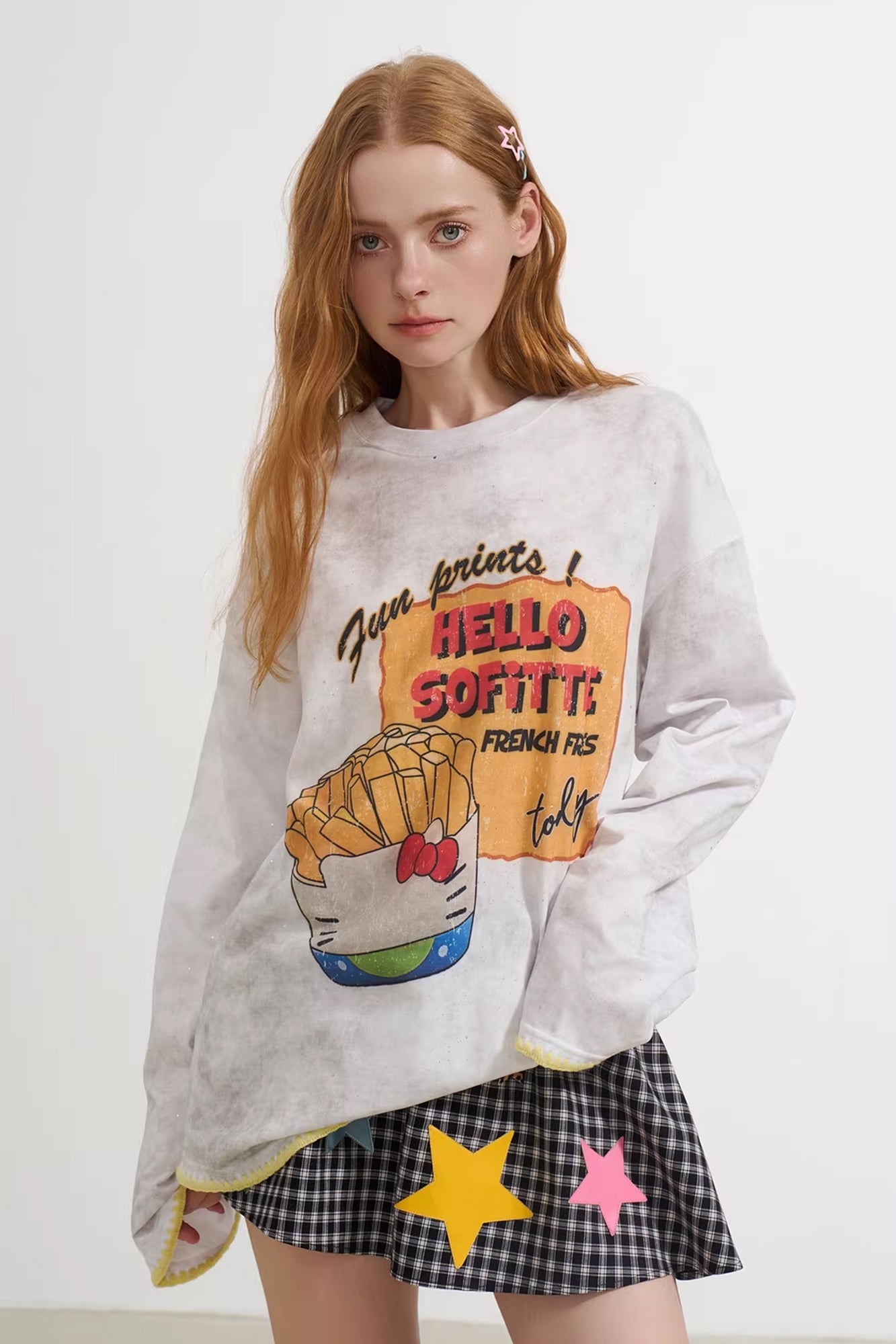 SOFITTE Distressed Fries Graphic Long-Sleeve Tee