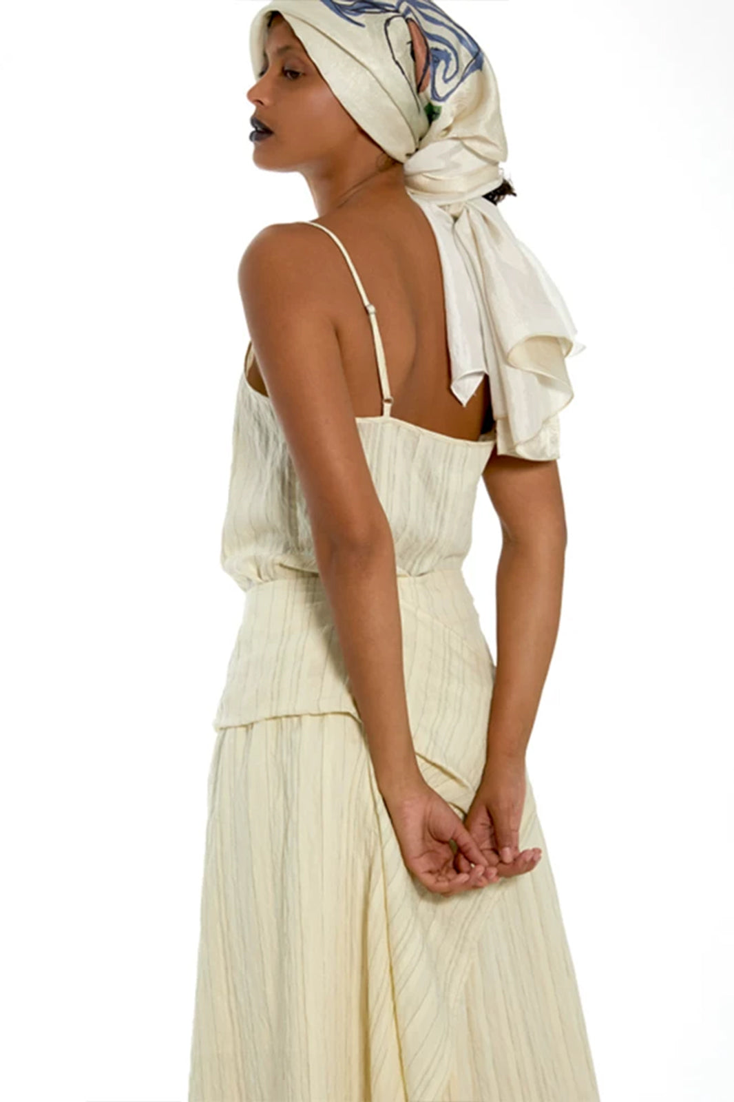 CAIRA Crinkled Cami Top & Layered Midi Skirt Set