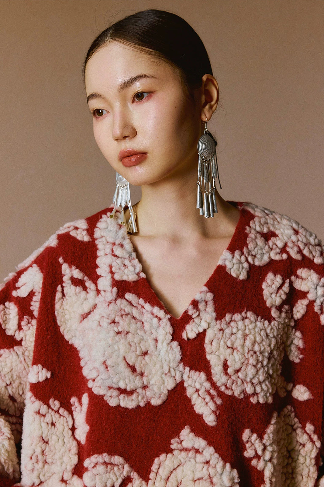 YUANYE Wool-Blend Floral Jacquard Jacket