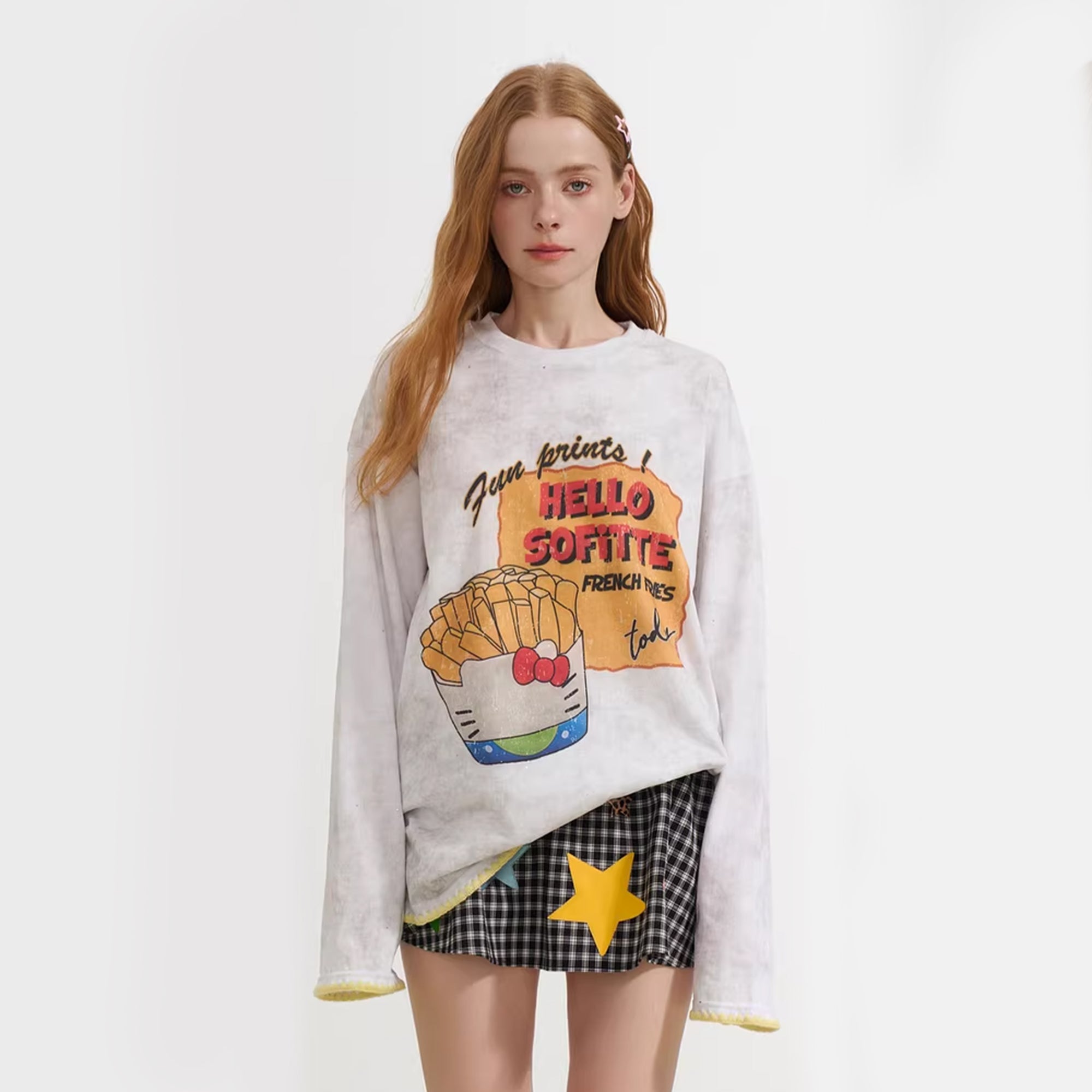 SOFITTE Distressed Fries Graphic Long-Sleeve Tee