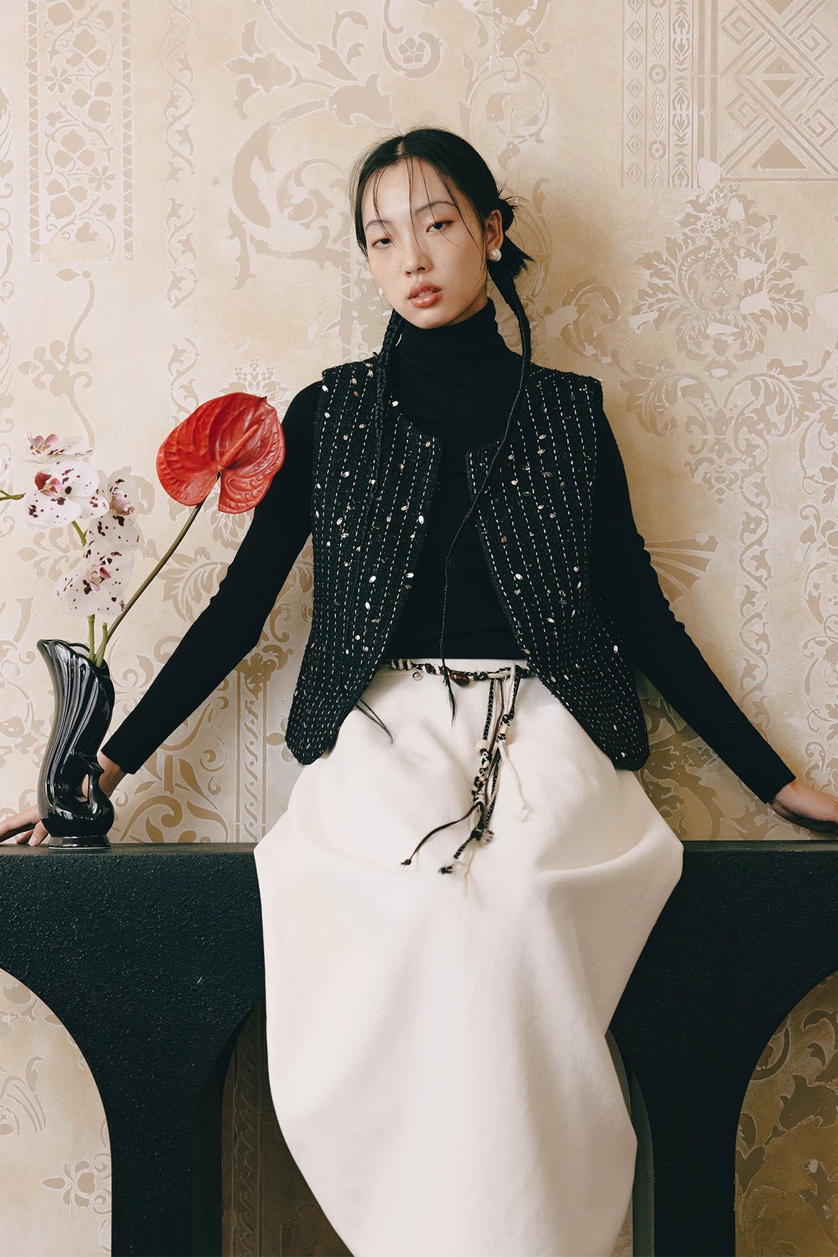 YUANYE High-Waist Cocoon Midi Skirt