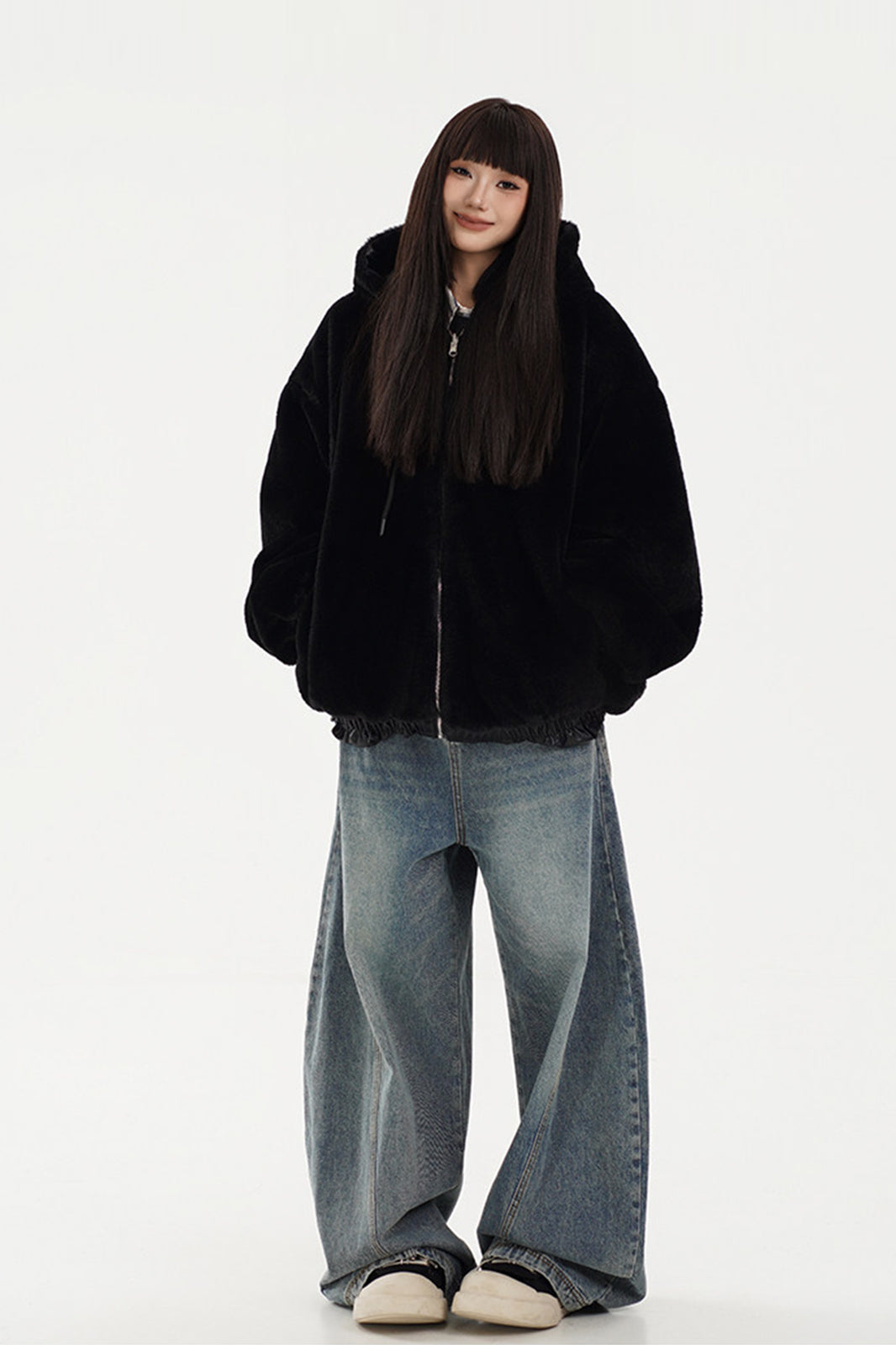 FREE CENTER Reversible Faux Fur Hooded Jacket
