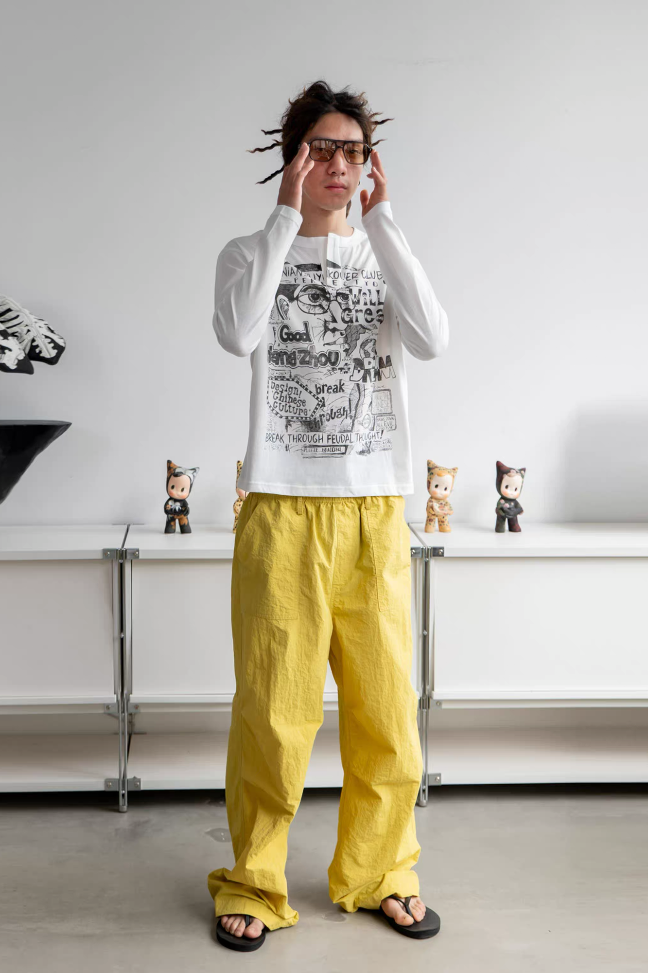 NIANJIUYIKOUER Nylon Paratrooper Straight-Leg Pants, premium urban and streetwear designers apparel on PROJECTISR.com, NIANJIUYIKOUER