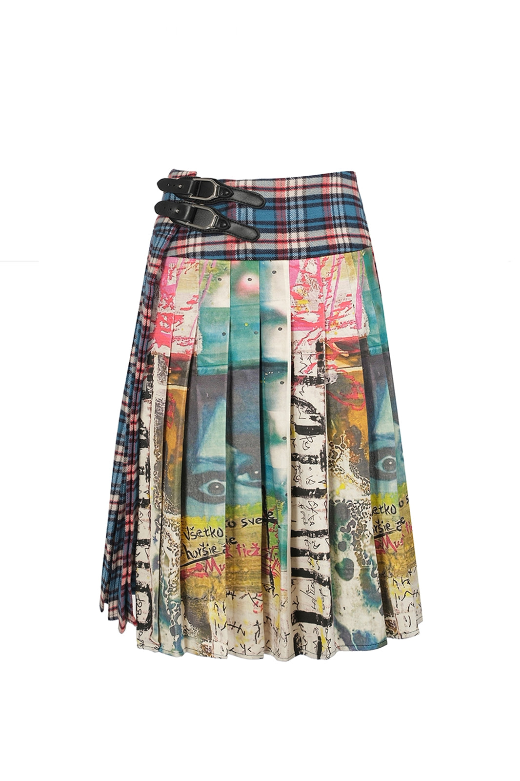 FULLTIDE Buckle Plaid Pleated Skirt