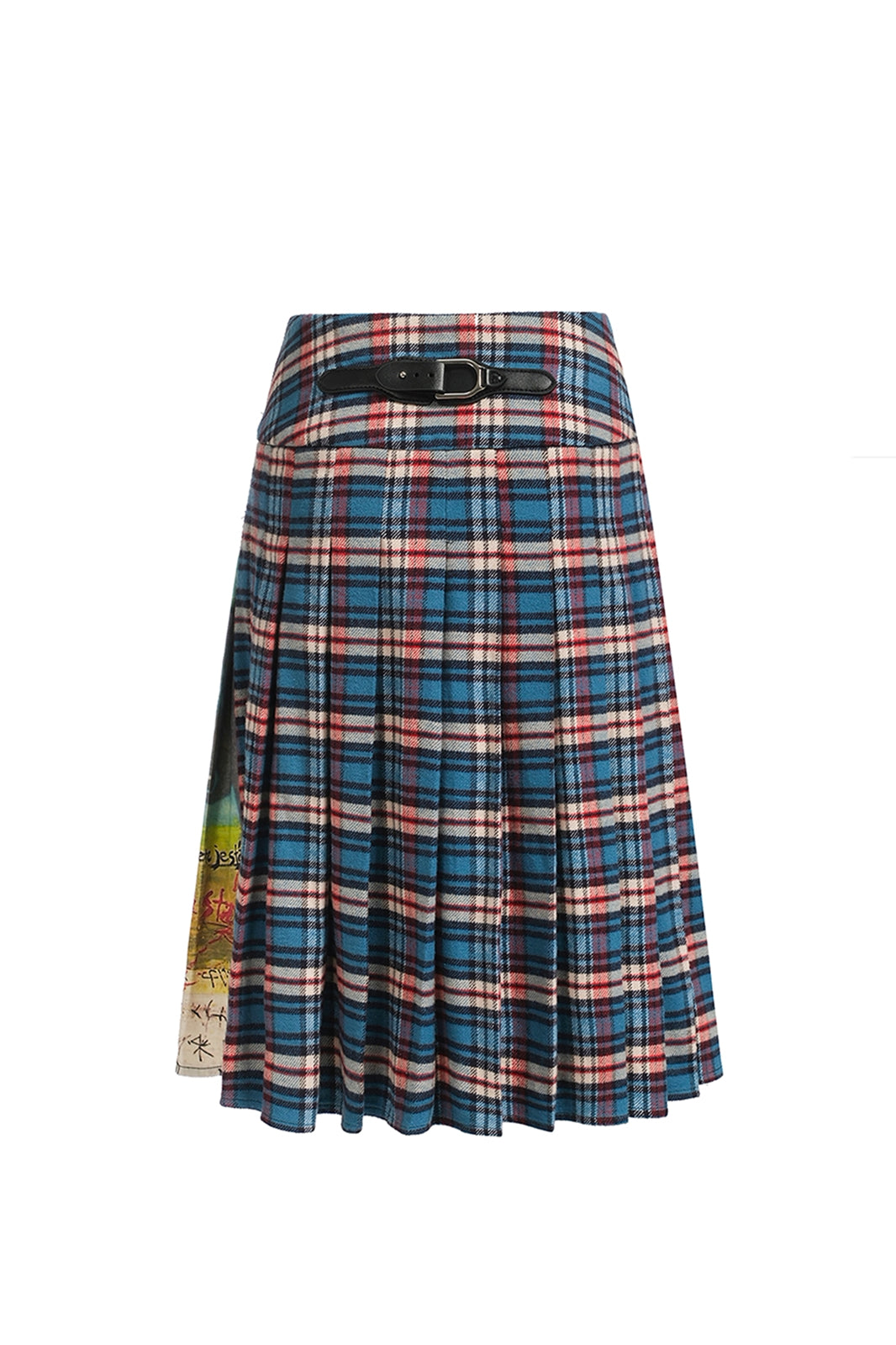 FULLTIDE Buckle Plaid Pleated Skirt
