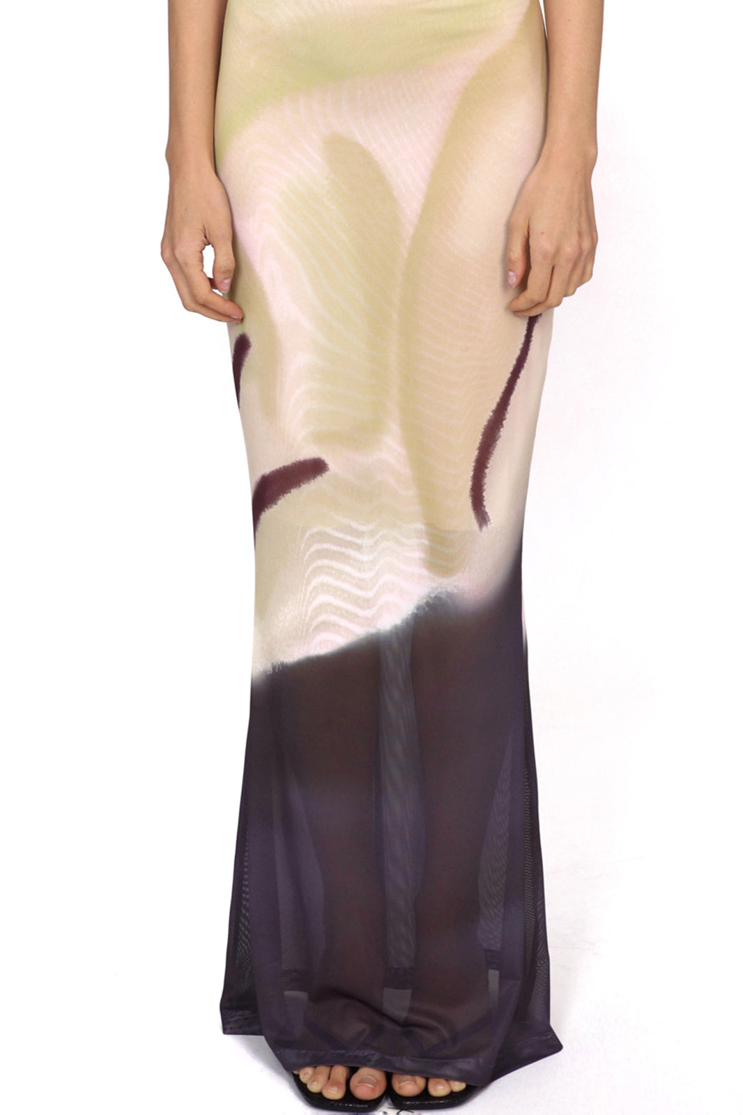 SCARLET SAGE Gradient Mesh Fitted Fishtail Dress