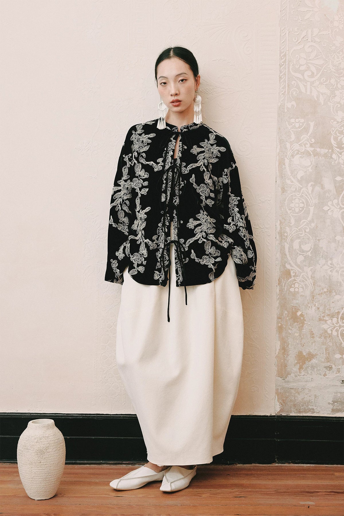 YUANYE High-Waist Cocoon Midi Skirt
