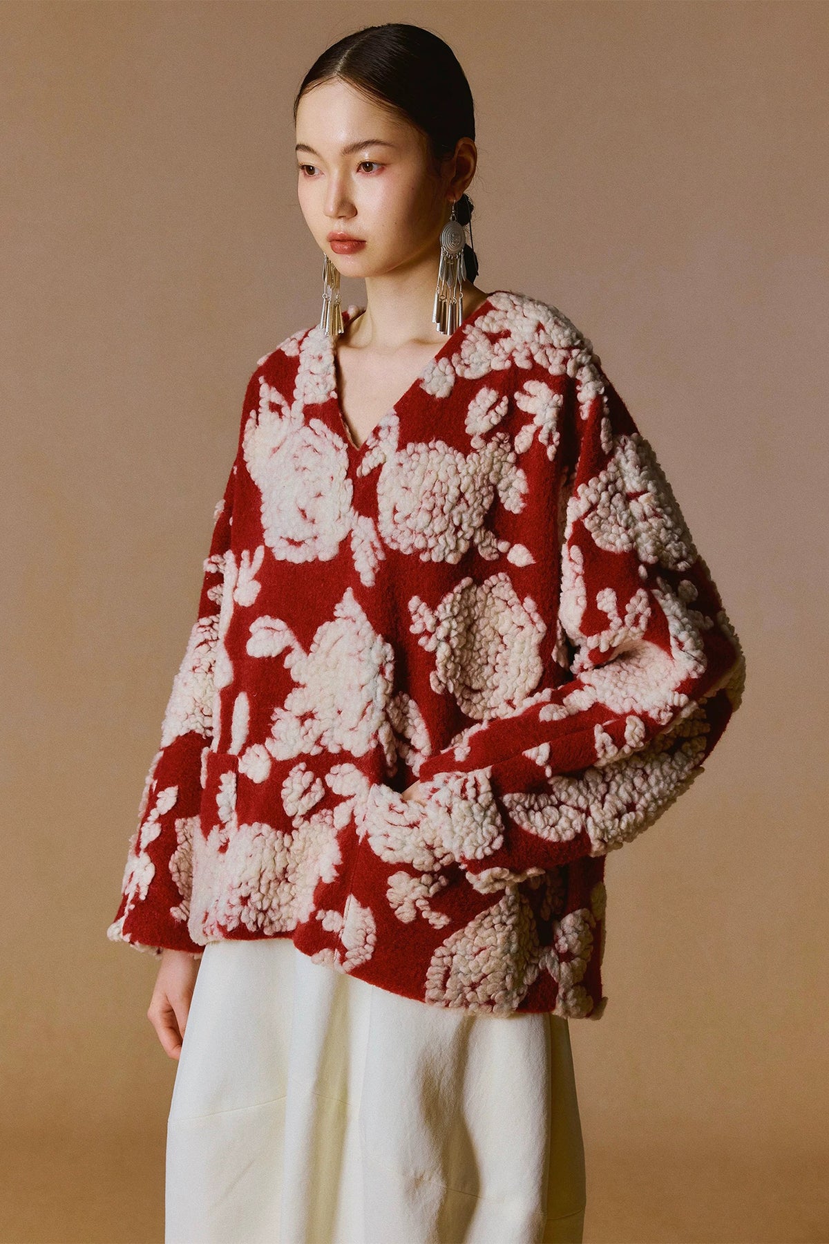 YUANYE Wool-Blend Floral Jacquard Jacket