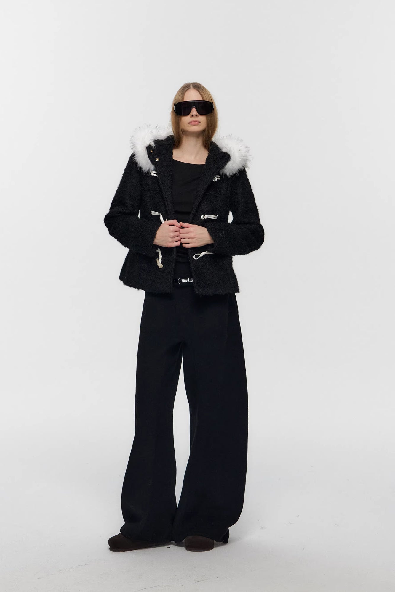 10AMSOTIIIIIIRED Contrast Toggle Wool-Blend Hooded Jacket