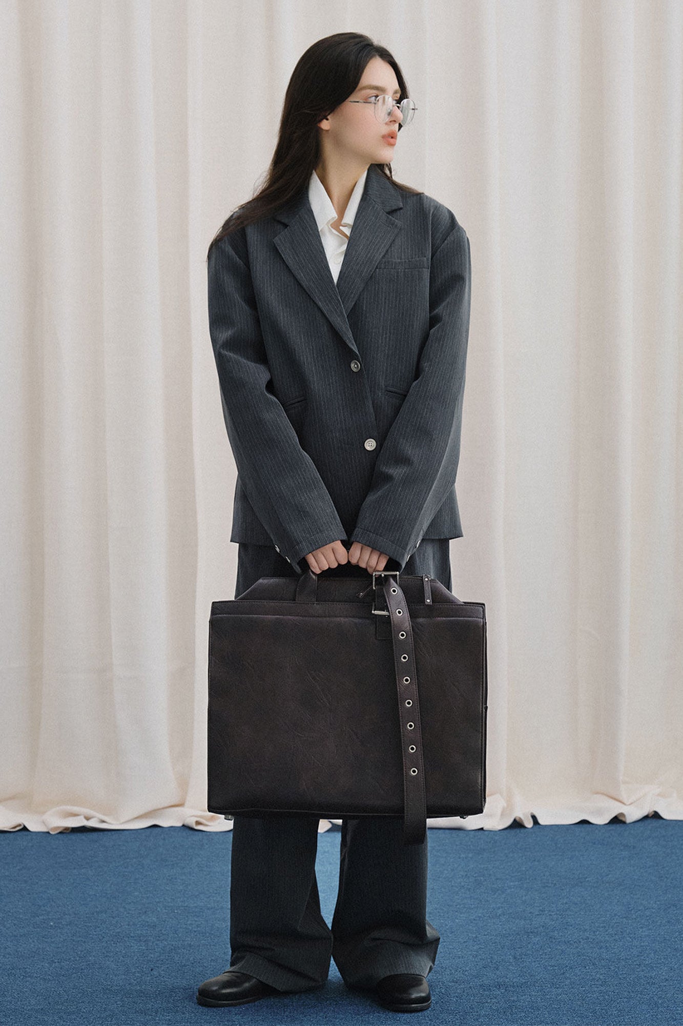 LIVINGTOWN Essential Pinstripe Oversized Blazer