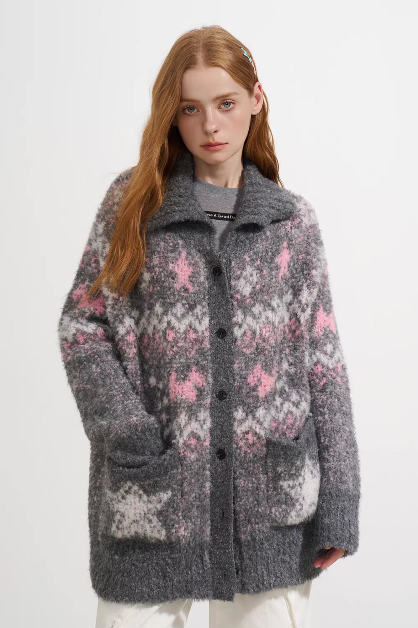 SOFITTE Labeled Fair Isle Bouclé Knit Cardigan