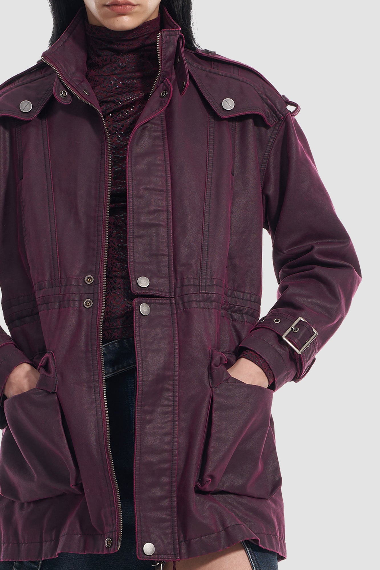 VANN VALRENCE Utility Belted Parka Jacket